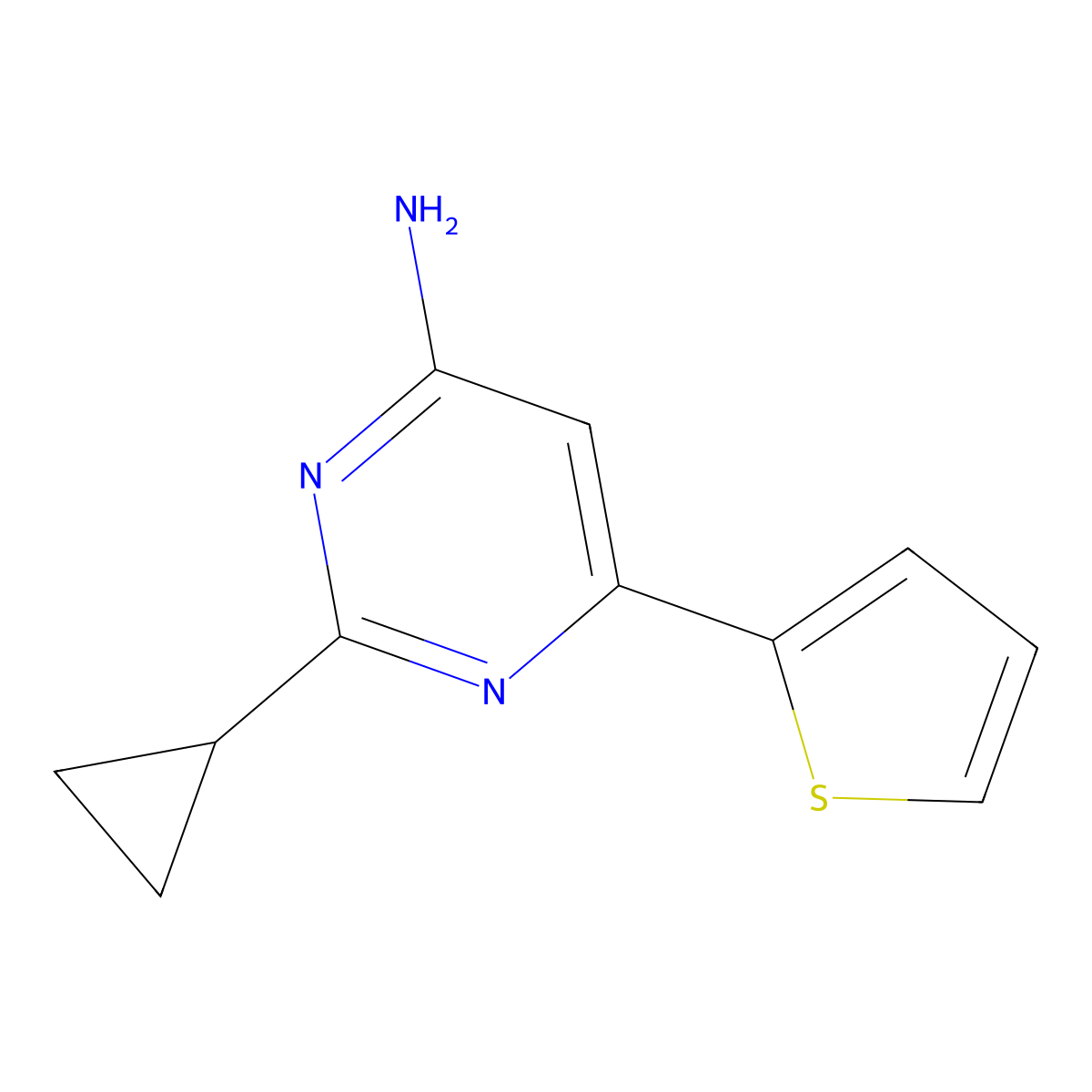 2-Cyclopropyl-6-(thiophen-2-yl)pyrimidin-4-amine molecular structure, CAS 1247492-19-8