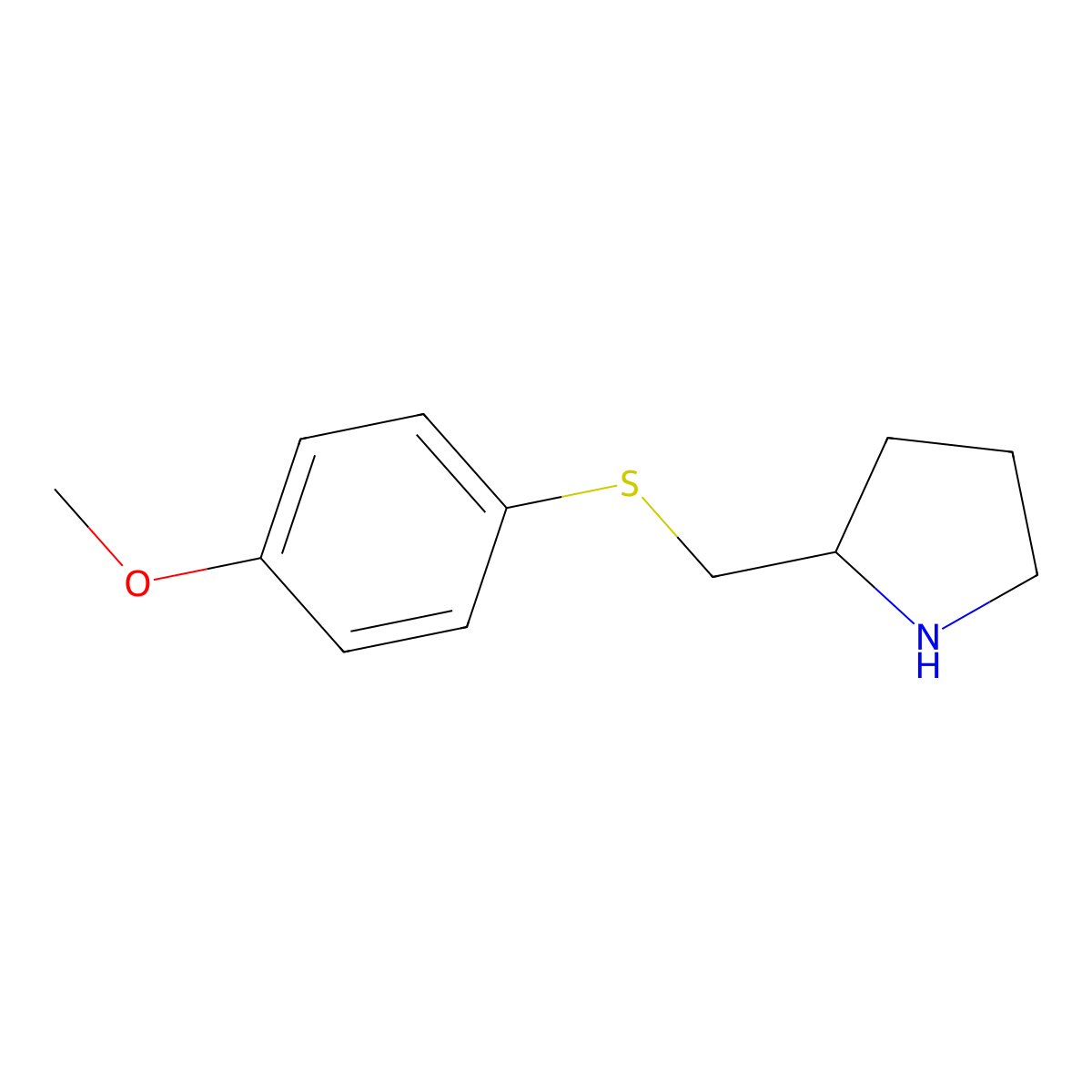 2-{[(4-Methoxyphenyl)sulfanyl]methyl}pyrrolidine molecular structure, CAS 1247492-81-4