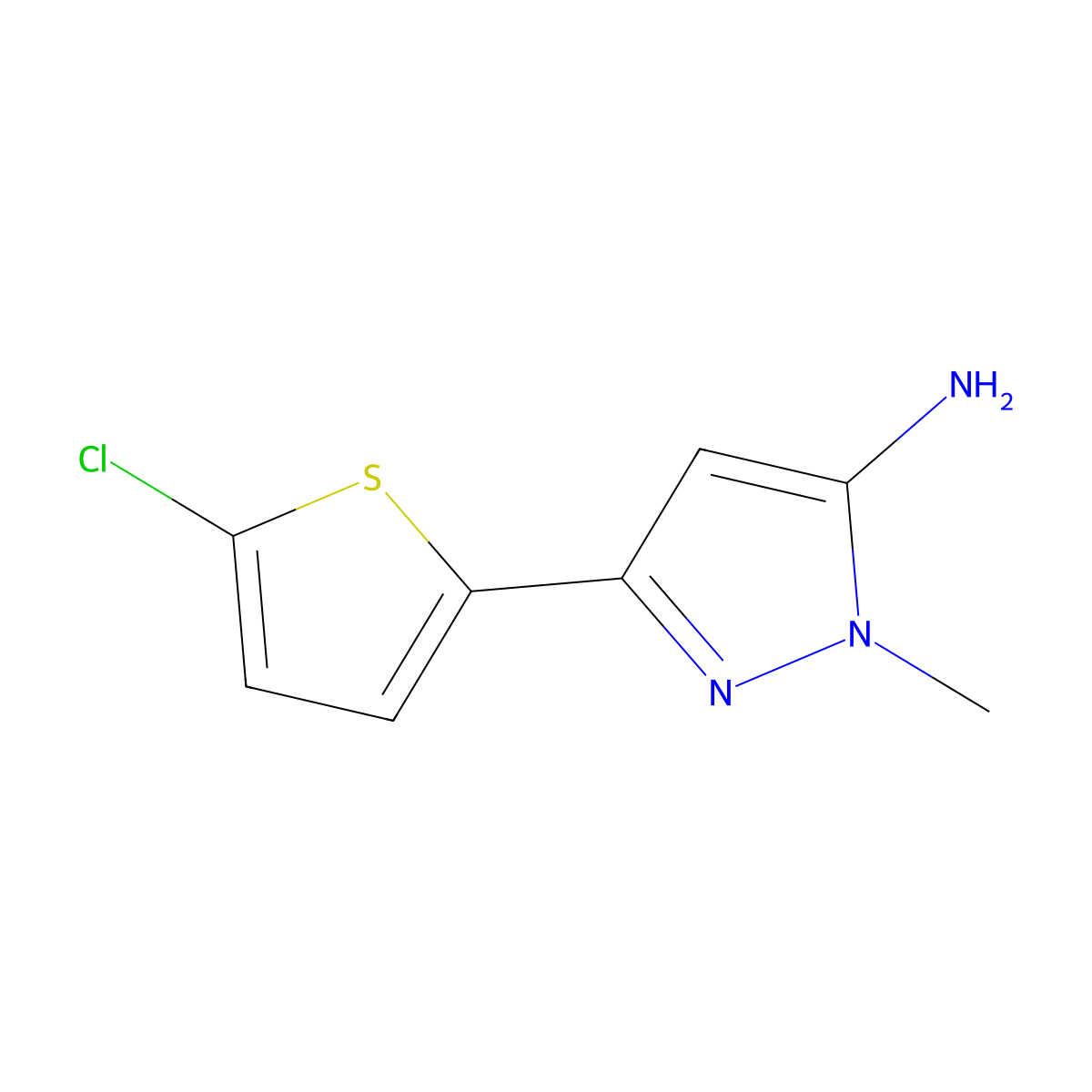 3-(5-chlorothiophen-2-yl)-1-methyl-1H-pyrazol-5-amine molecular structure, CAS 1247493-17-9