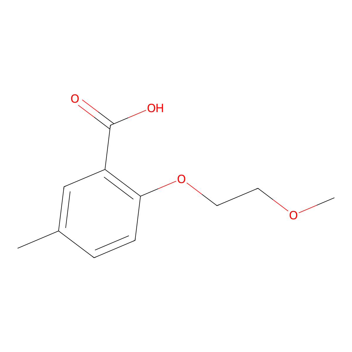 2-(2-Methoxyethoxy)-5-methylbenzoic acid molecular structure, CAS 1247493-18-0
