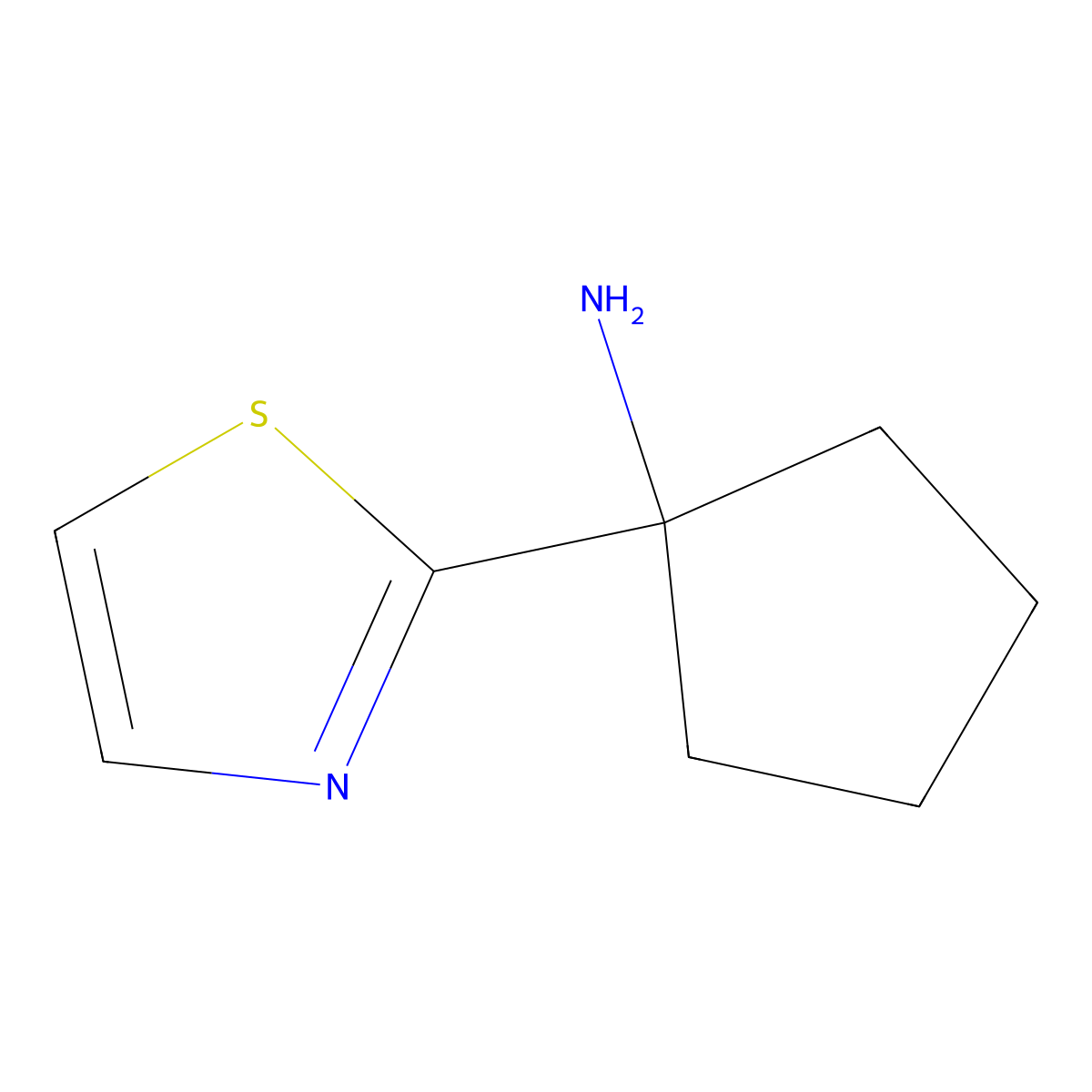 1-(1,3-Thiazol-2-yl)cyclopentan-1-amine molecular structure, CAS 1247493-95-3