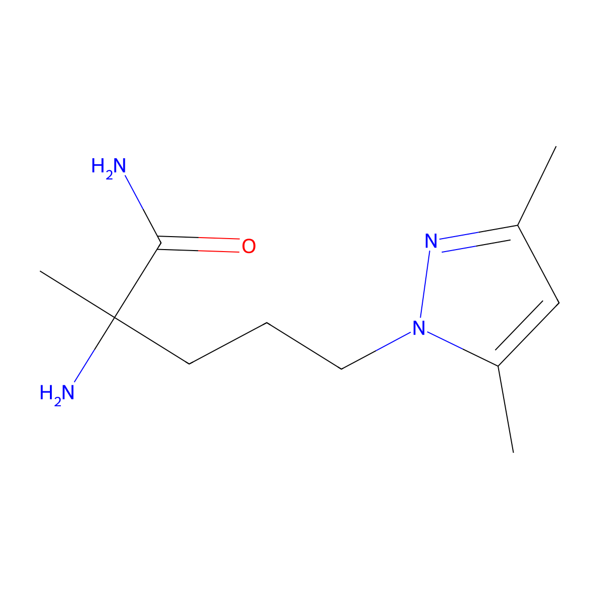 2-Amino-5-(3,5-dimethyl-1h-pyrazol-1-yl)-2-methylpentanamide molecular structure, CAS 1247494-87-6