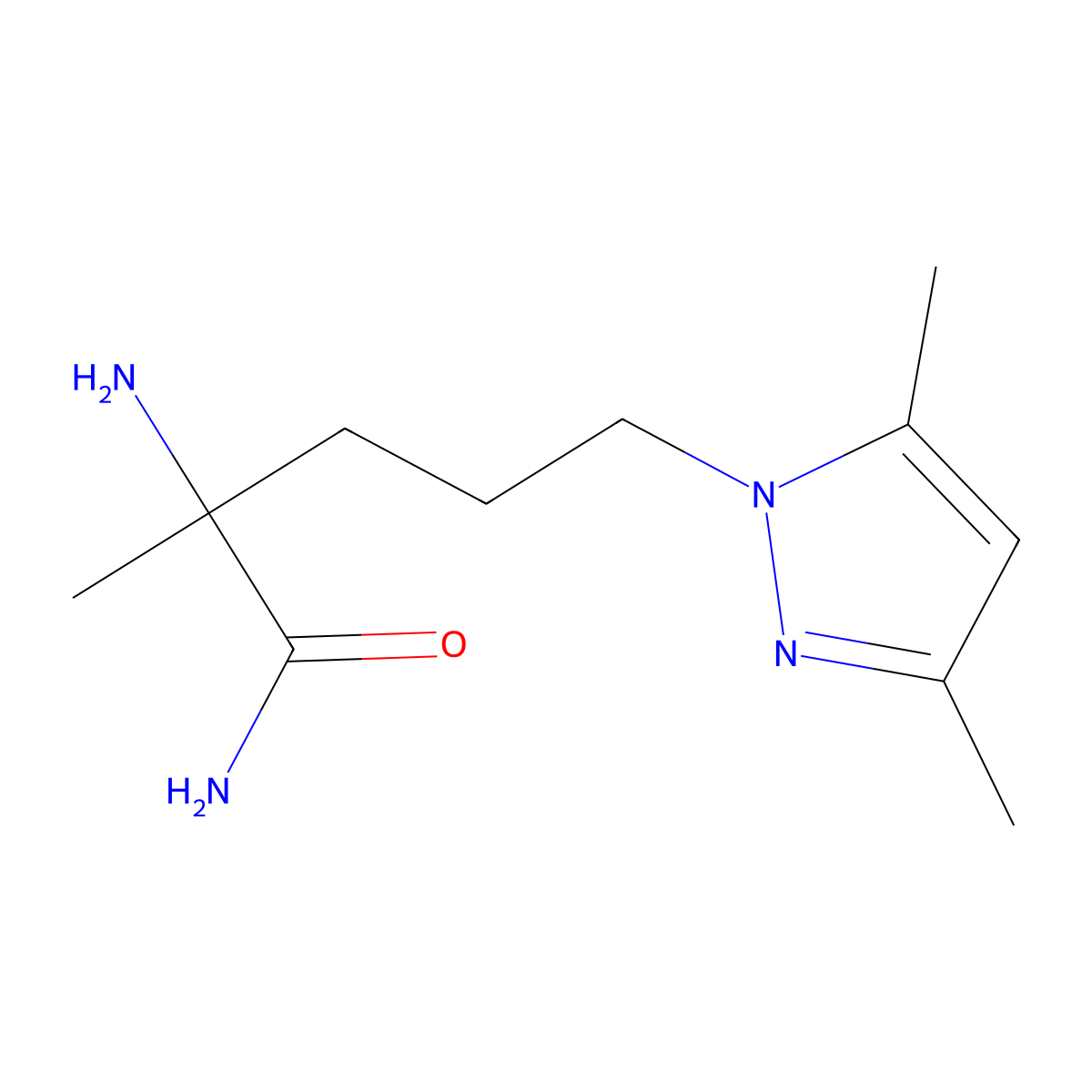 2-Amino-5-(3,5-dimethyl-1h-pyrazol-1-yl)-2-methylpentanamide molecular structure, CAS 1247494-87-6