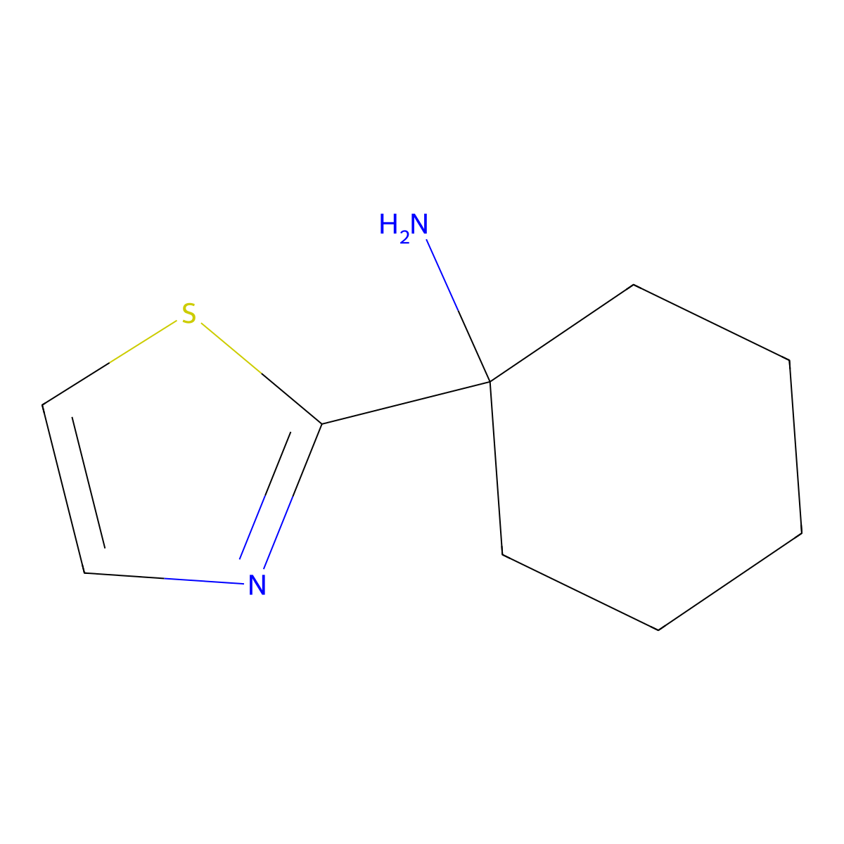 1-(1,3-Thiazol-2-yl)cyclohexan-1-amine molecular structure, CAS 1247496-52-1