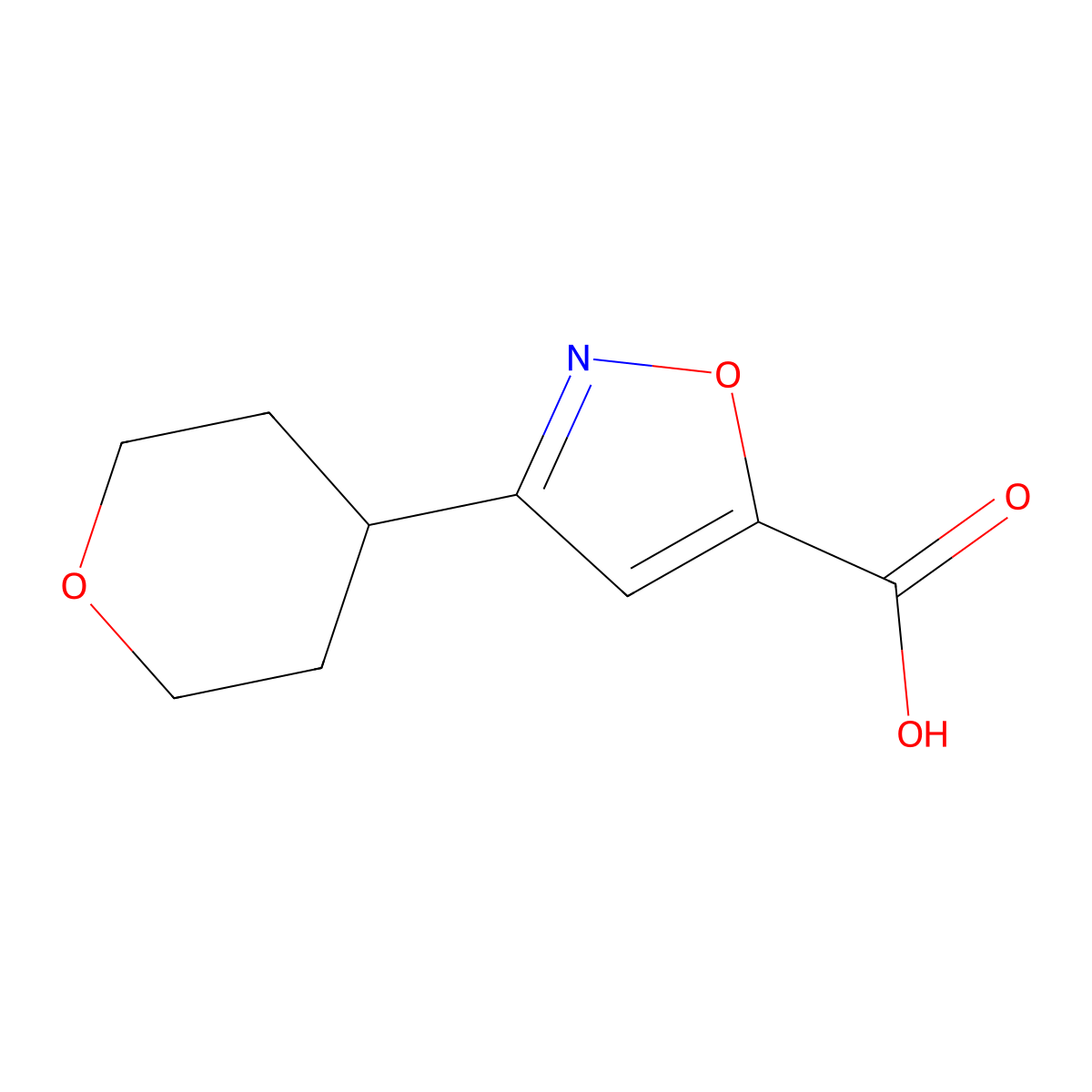3-(Oxan-4-yl)-1,2-oxazole-5-carboxylic acid molecular structure, CAS 1247496-56-5
