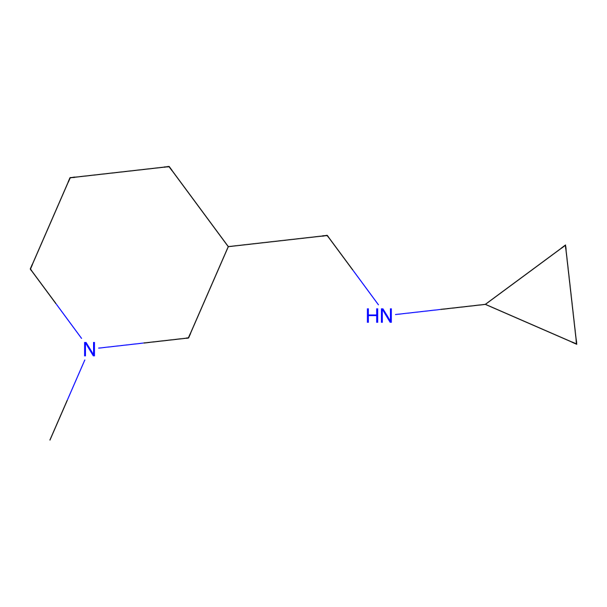 Cyclopropyl-(1-methyl-piperidin-3-ylmethyl)-amine molecular structure, CAS 1247498-38-9