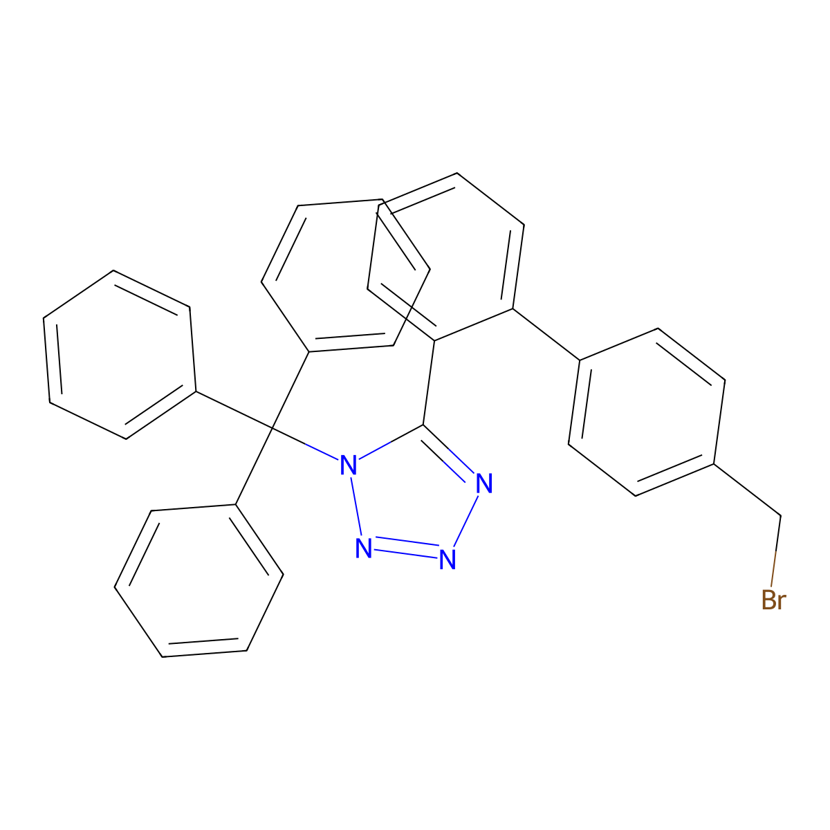 5-(4'-(Bromomethyl)(1,1'-biphenyl)-2-yl)-1-trityl-1H-tetraazole molecular structure, CAS 124750-51-2
