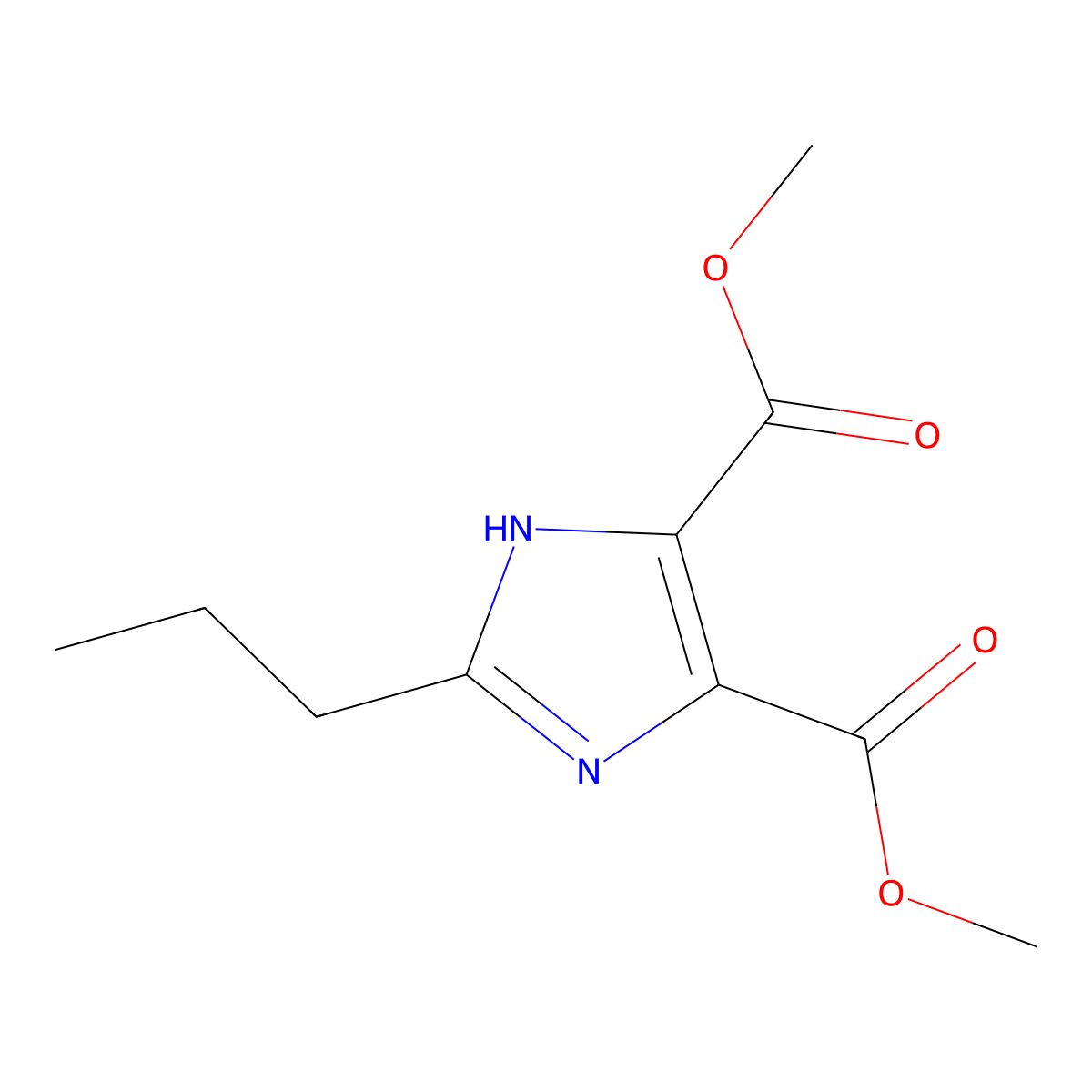dimethyl 2-propyl-1H-imidazole-4,5-dicarboxylate molecular structure, CAS 124750-59-0