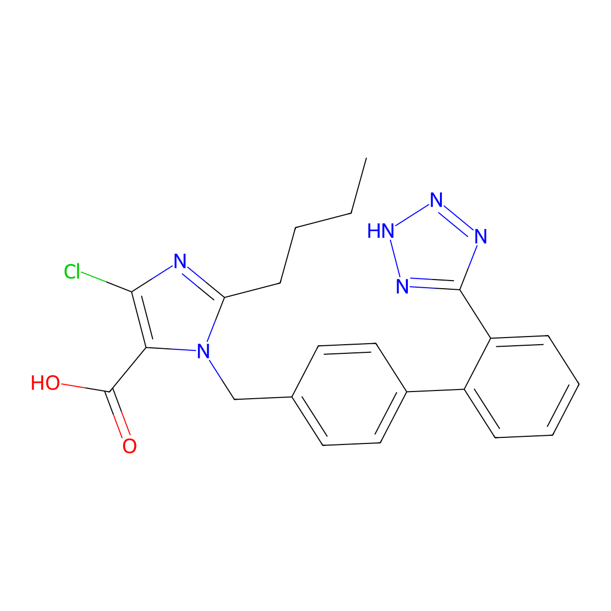 Losartan carboxylic acid molecular structure, CAS 124750-92-1