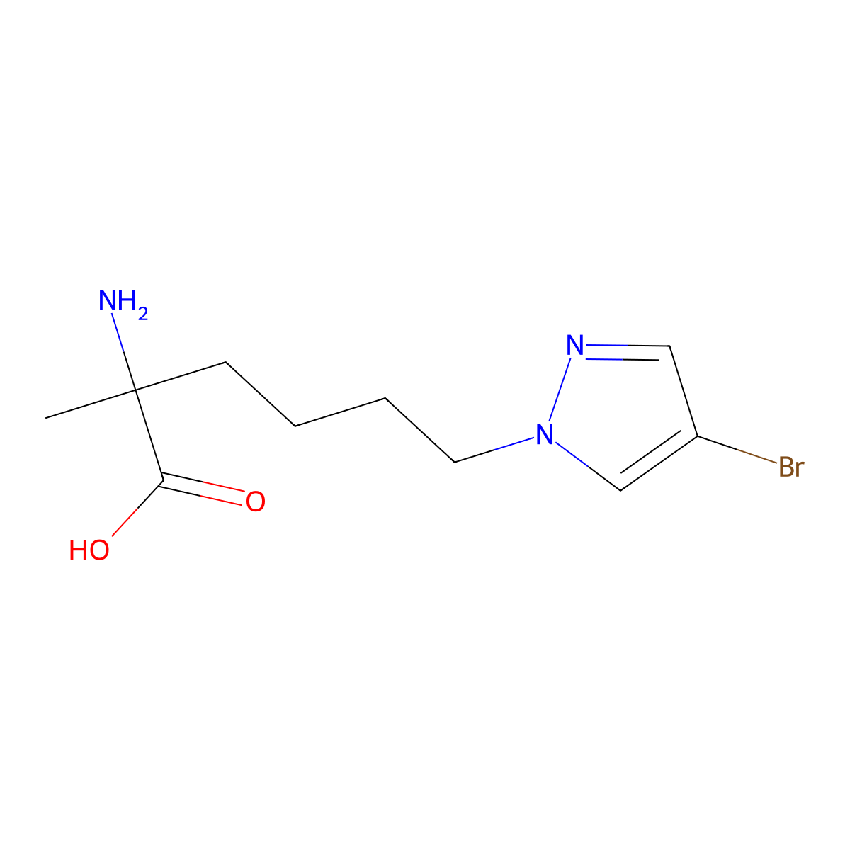2-Amino-6-(4-bromo-1h-pyrazol-1-yl)-2-methylhexanoic acid molecular structure, CAS 1247502-94-8