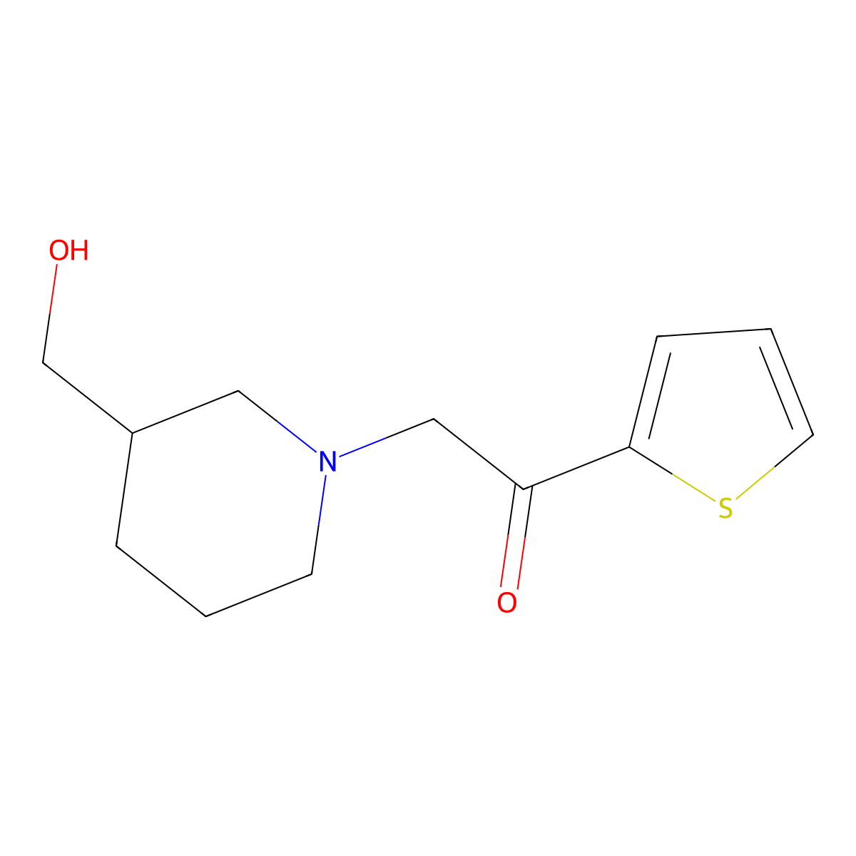 2-(3-(Hydroxymethyl)piperidin-1-yl)-1-(thiophen-2-yl)ethanone molecular structure, CAS 1247503-83-8