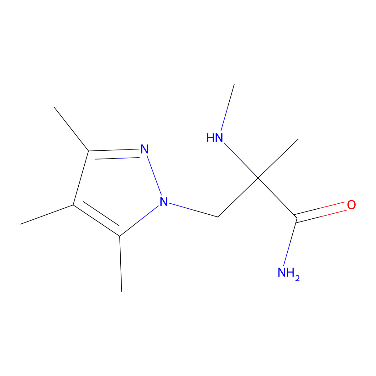 2-Methyl-2-(methylamino)-3-(3,4,5-trimethyl-1h-pyrazol-1-yl)propanamide molecular structure, CAS 1247505-26-5
