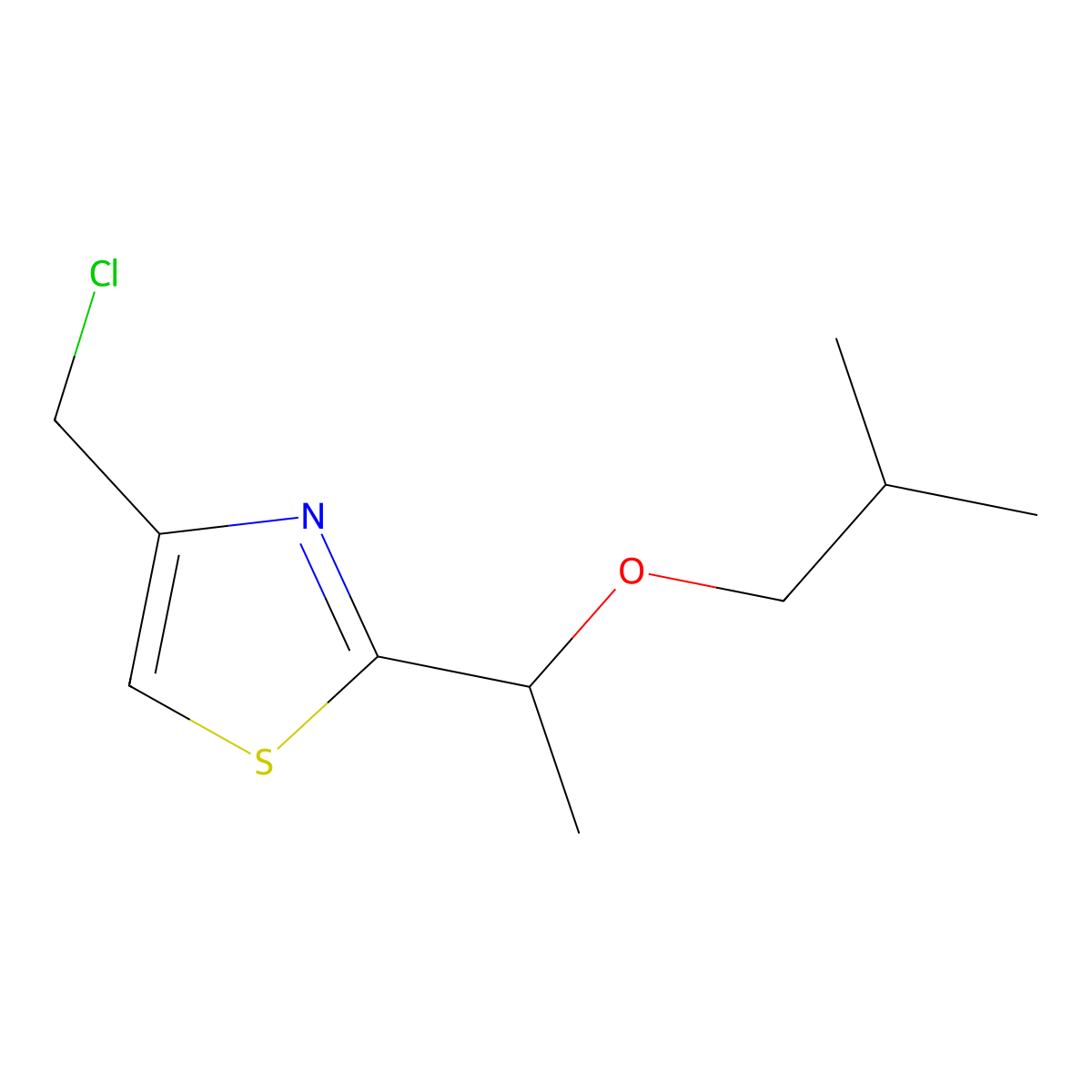 4-(Chloromethyl)-2-[1-(2-methylpropoxy)ethyl]-1,3-thiazole molecular structure, CAS 1247506-33-7