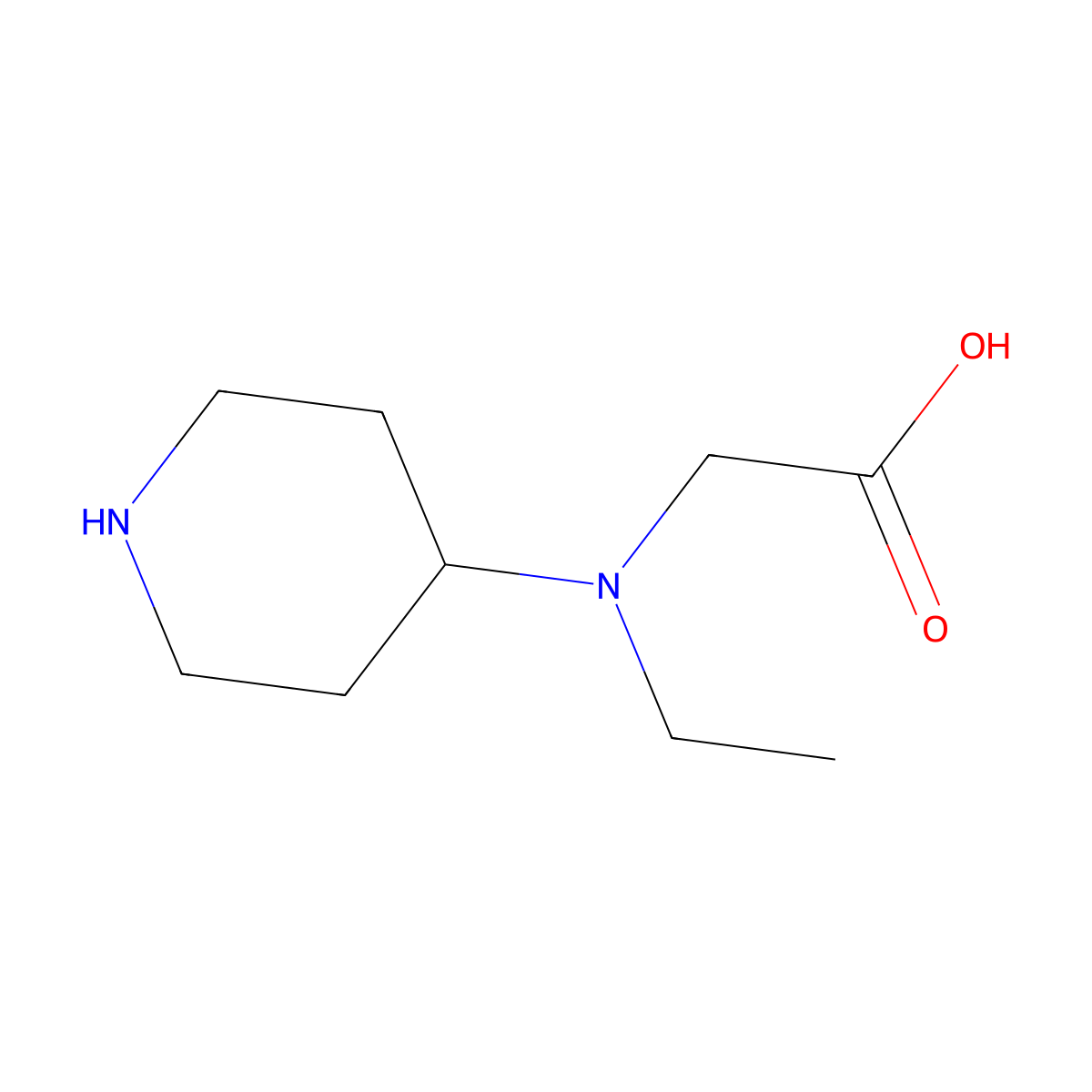2-[Ethyl(piperidin-4-yl)amino]acetic acid molecular structure, CAS 1247507-75-0