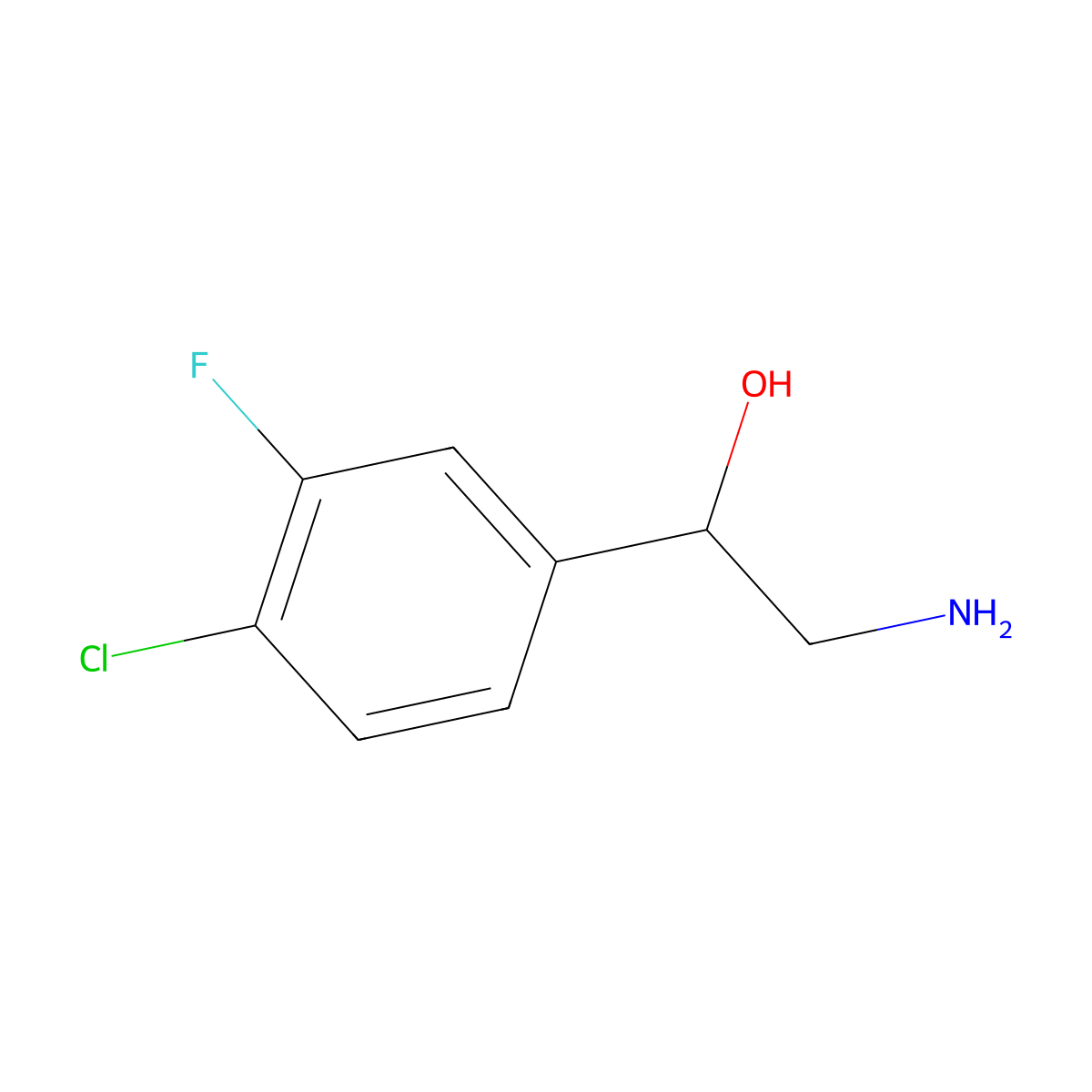 2-Amino-1-(4-chloro-3-fluorophenyl)ethan-1-ol molecular structure, CAS 1247508-22-0