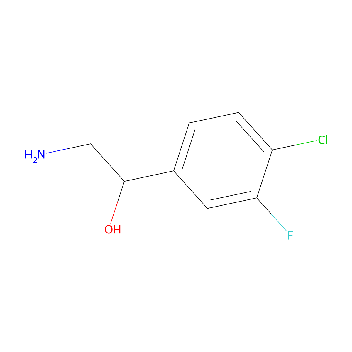 2-Amino-1-(4-chloro-3-fluorophenyl)ethan-1-ol molecular structure, CAS 1247508-22-0