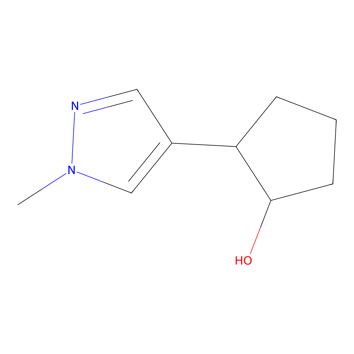 2-(1-methyl-1H-pyrazol-4-yl)cyclopentan-1-ol molecular structure, CAS 1247509-99-4