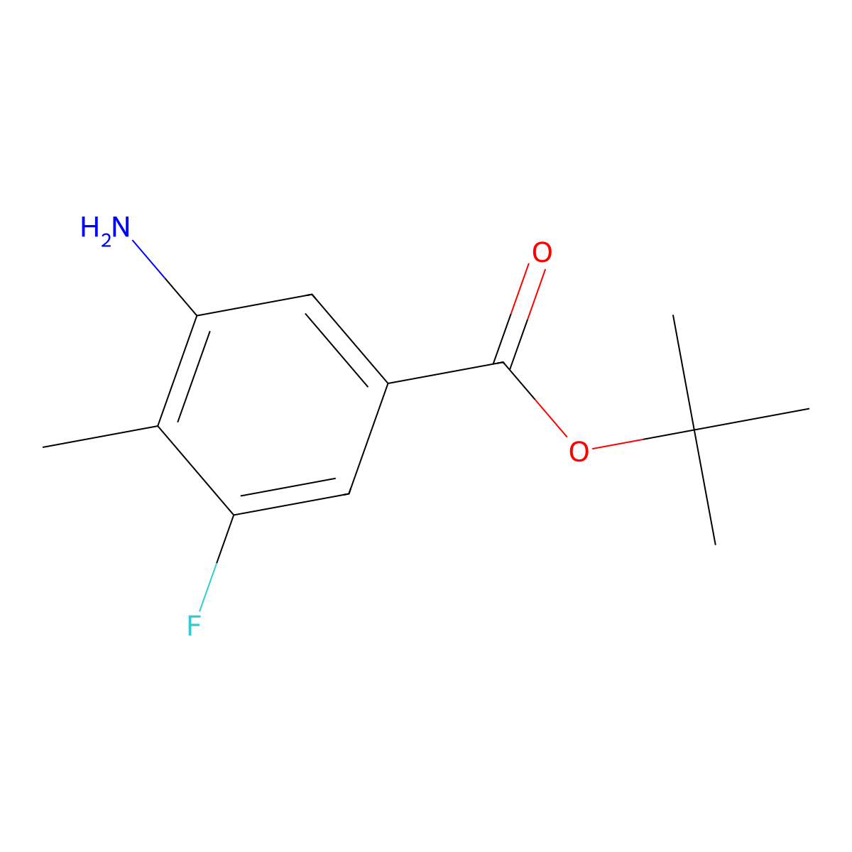 Tert-butyl 3-amino-5-fluoro-4-methylbenzoate molecular structure, CAS 1247512-40-8