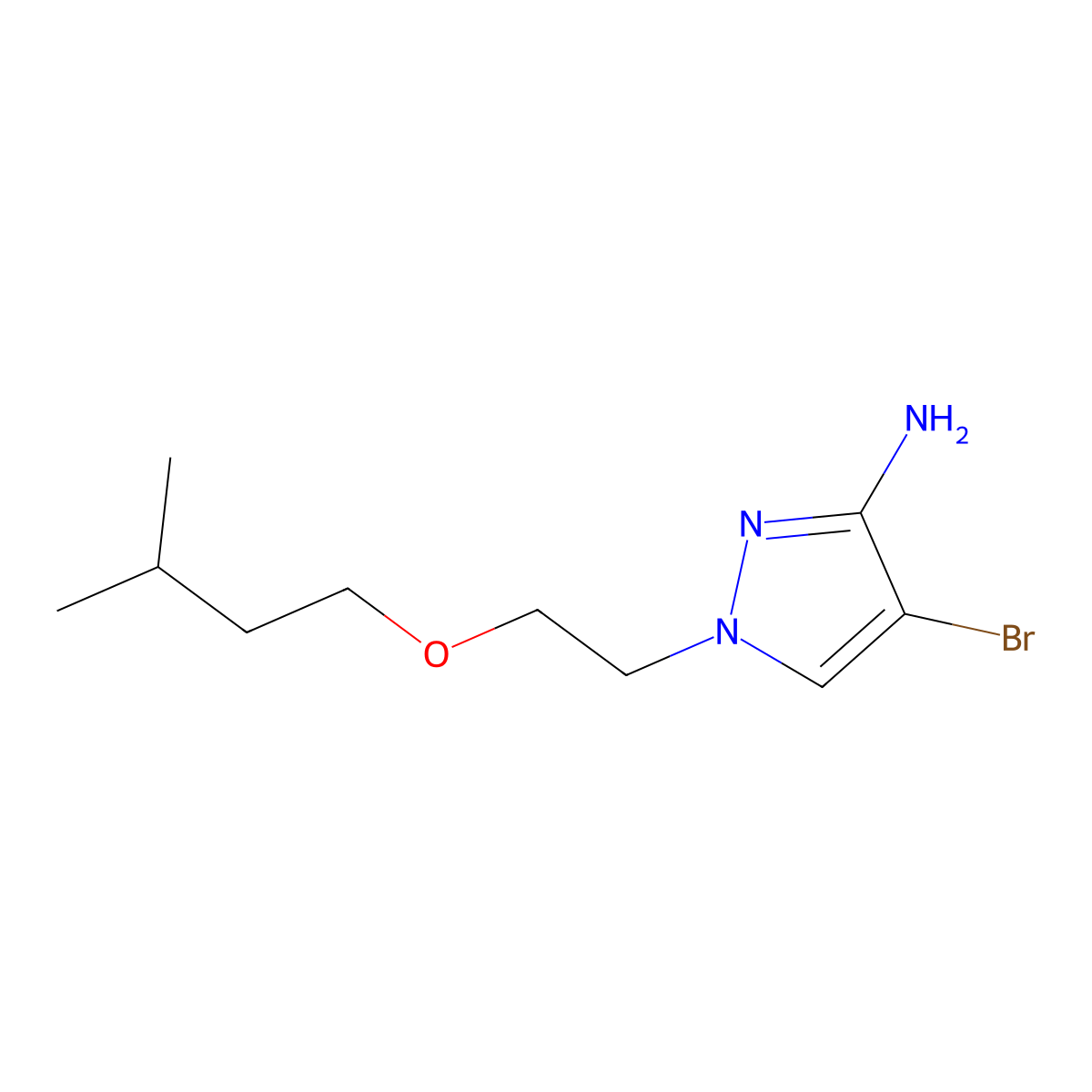 4-Bromo-1-(2-(isopentyloxy)ethyl)-1h-pyrazol-3-amine molecular structure, CAS 1247513-72-9