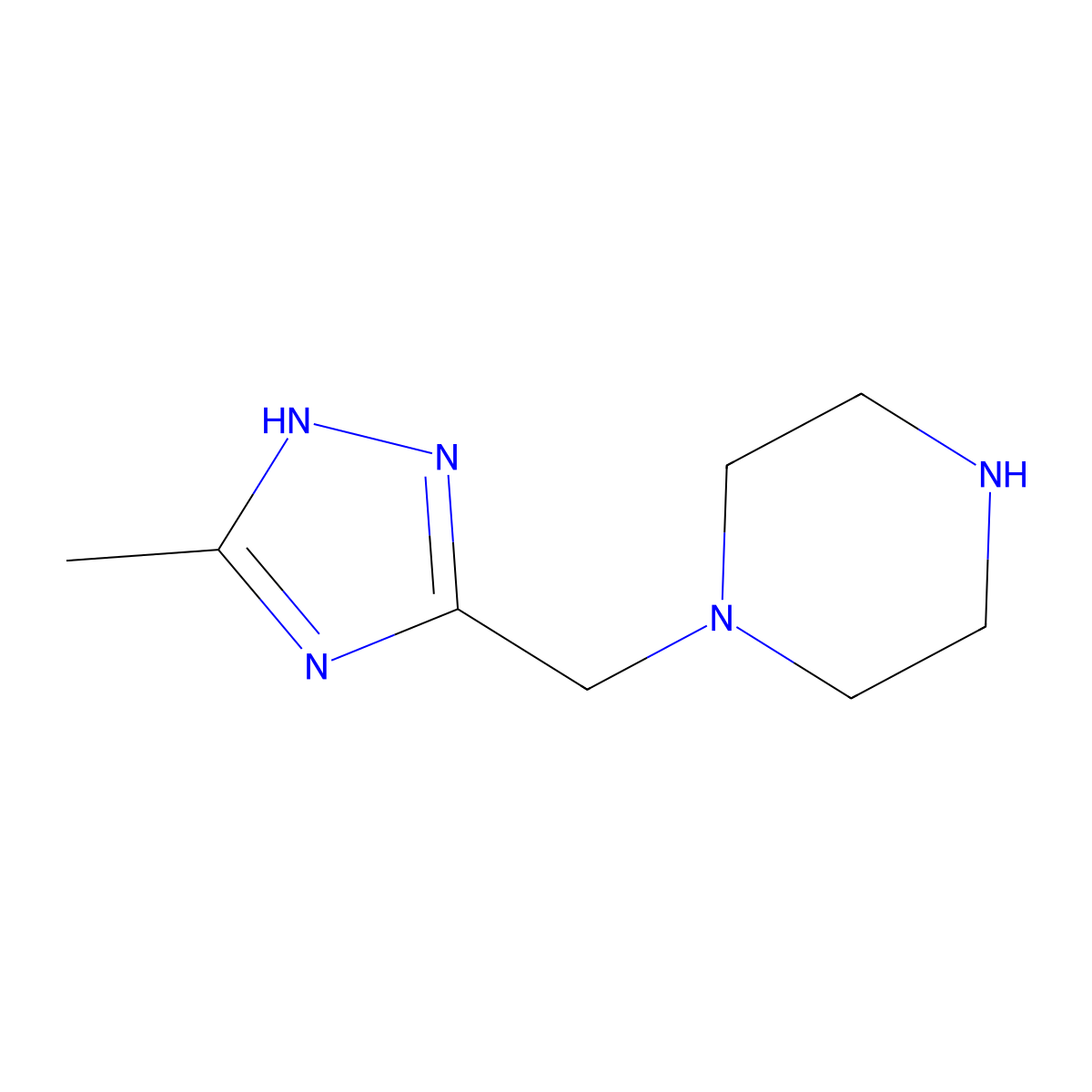 1-[(5-methyl-1H-1,2,4-triazol-3-yl)methyl]piperazine molecular structure, CAS 1247516-32-0
