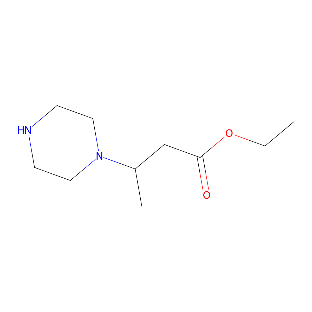 Ethyl 3-(piperazin-1-yl)butanoate molecular structure, CAS 1247517-43-6