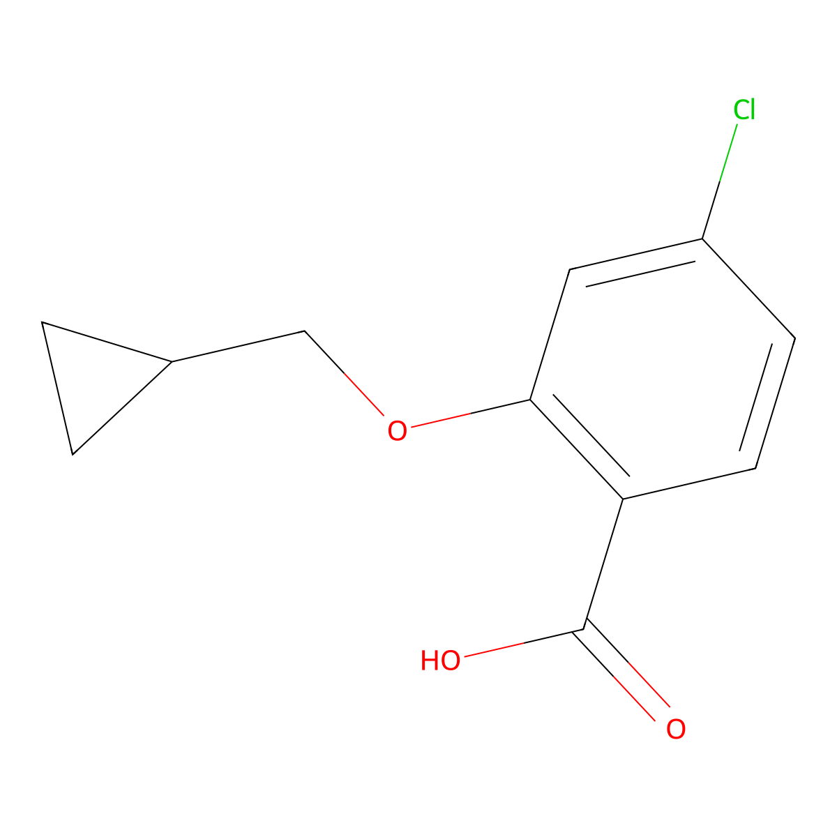 4-Chloro-2-(cyclopropylmethoxy)benzoic acid molecular structure, CAS 1247518-22-4