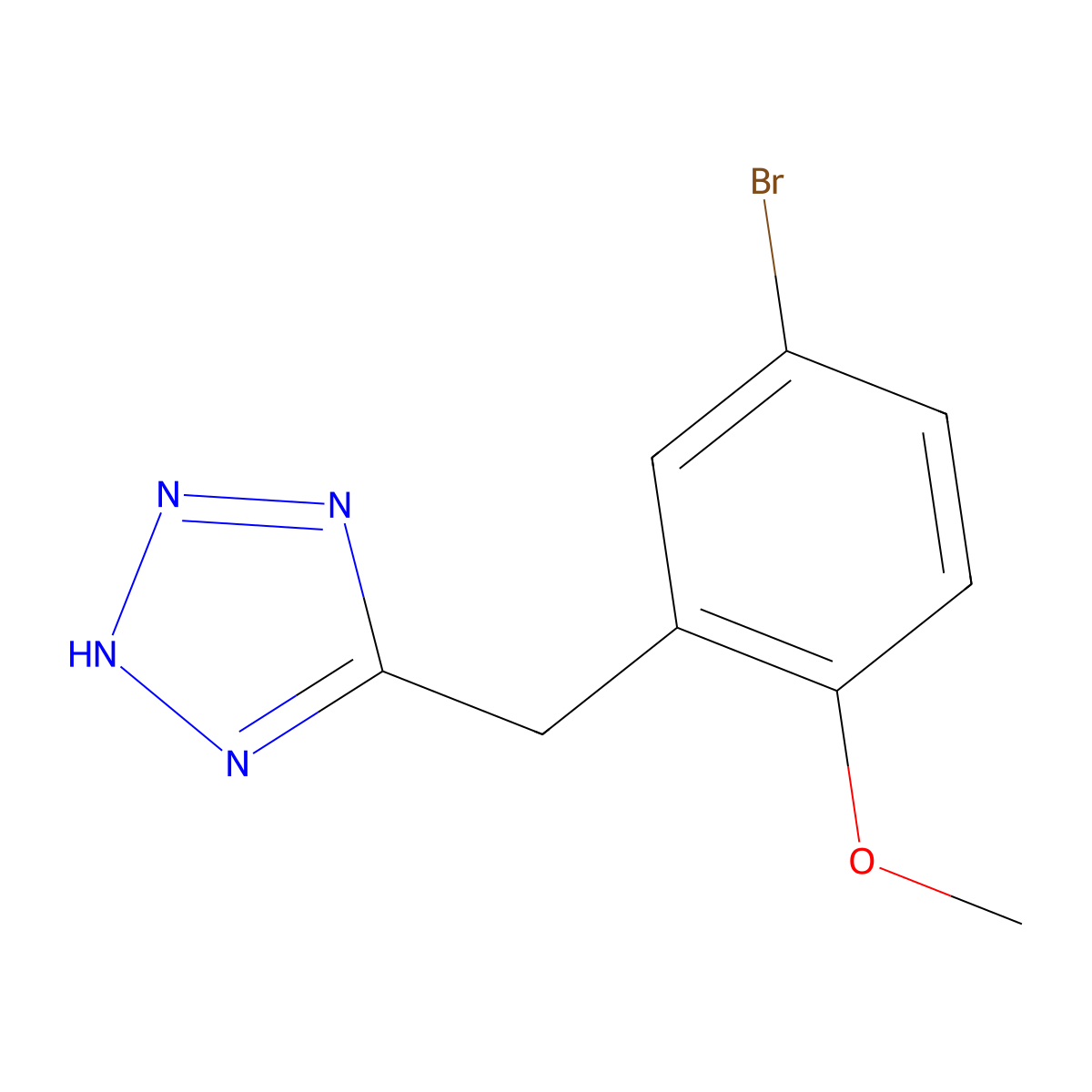 5-[(5-bromo-2-methoxyphenyl)methyl]-1H-1,2,3,4-tetrazole molecular structure, CAS 1247522-13-9
