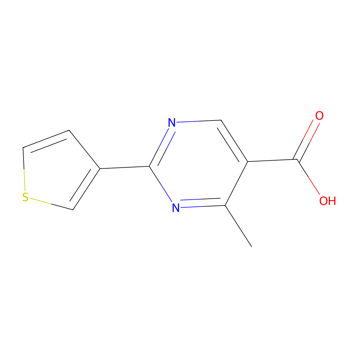 4-Methyl-2-(thiophen-3-yl)pyrimidine-5-carboxylic acid molecular structure, CAS 1247522-56-0