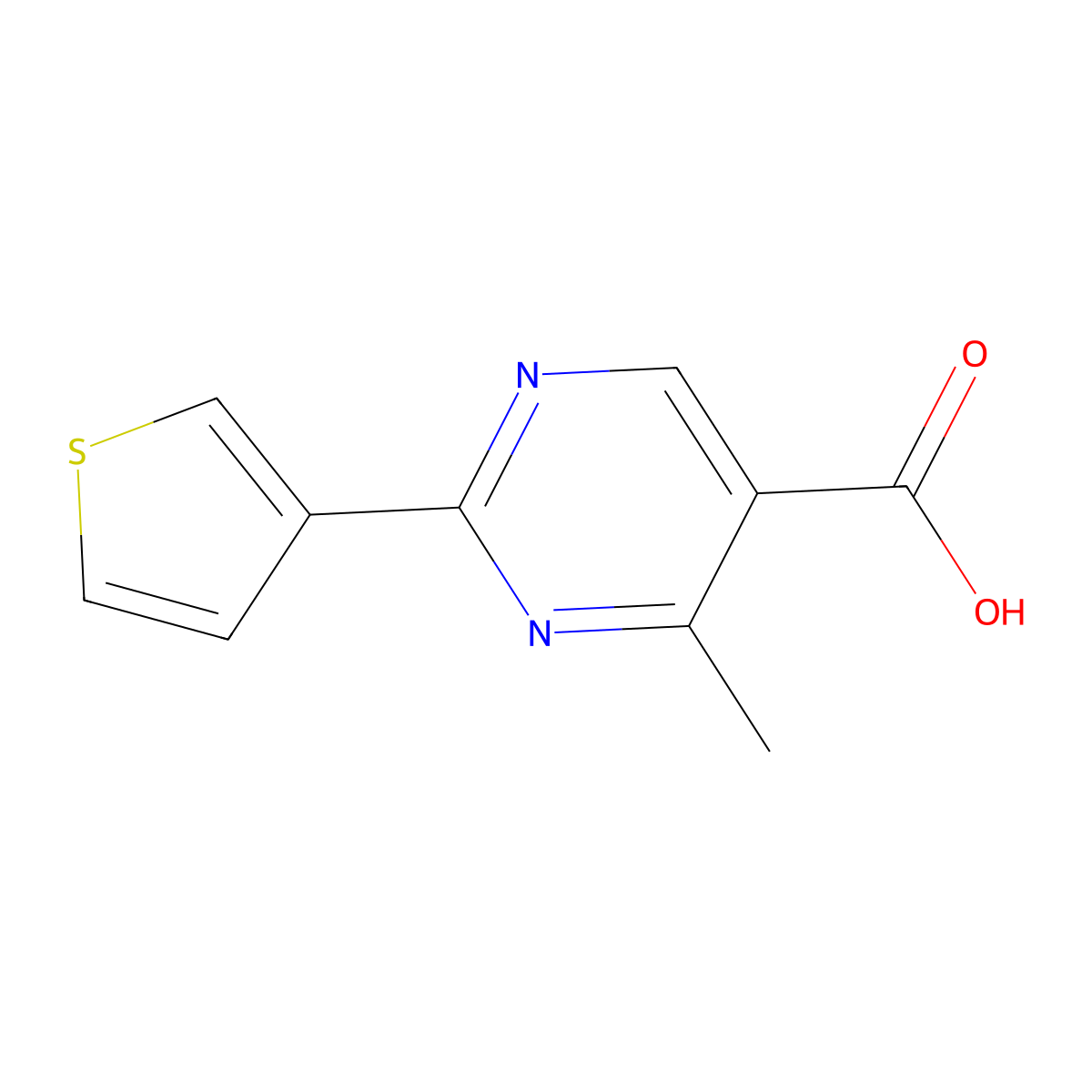 4-Methyl-2-(thiophen-3-yl)pyrimidine-5-carboxylic acid molecular structure, CAS 1247522-56-0