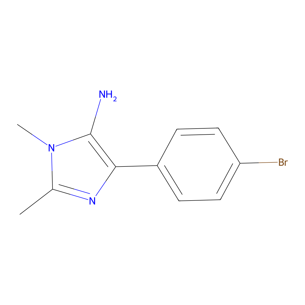 4-(4-bromophenyl)-1,2-dimethyl-1H-imidazol-5-amine molecular structure, CAS 1247523-79-0