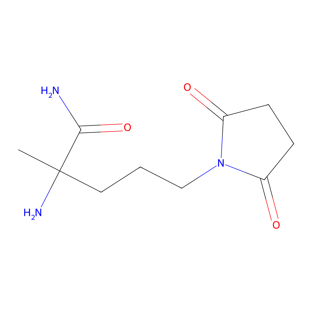2-Amino-5-(2,5-dioxopyrrolidin-1-yl)-2-methylpentanamide molecular structure, CAS 1247526-18-6