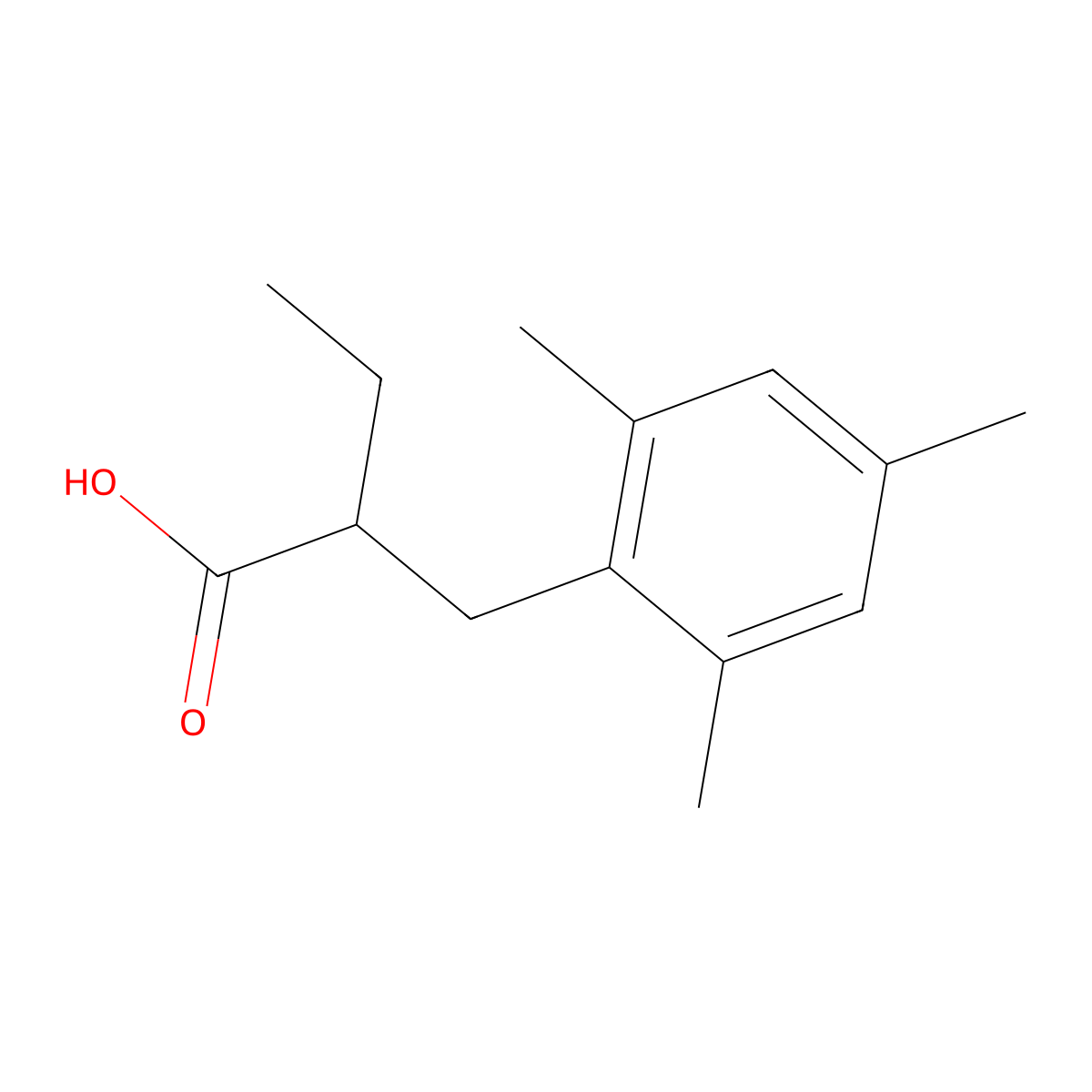 2-(2,4,6-Trimethylbenzyl)butanoic acid molecular structure, CAS 1247527-94-1