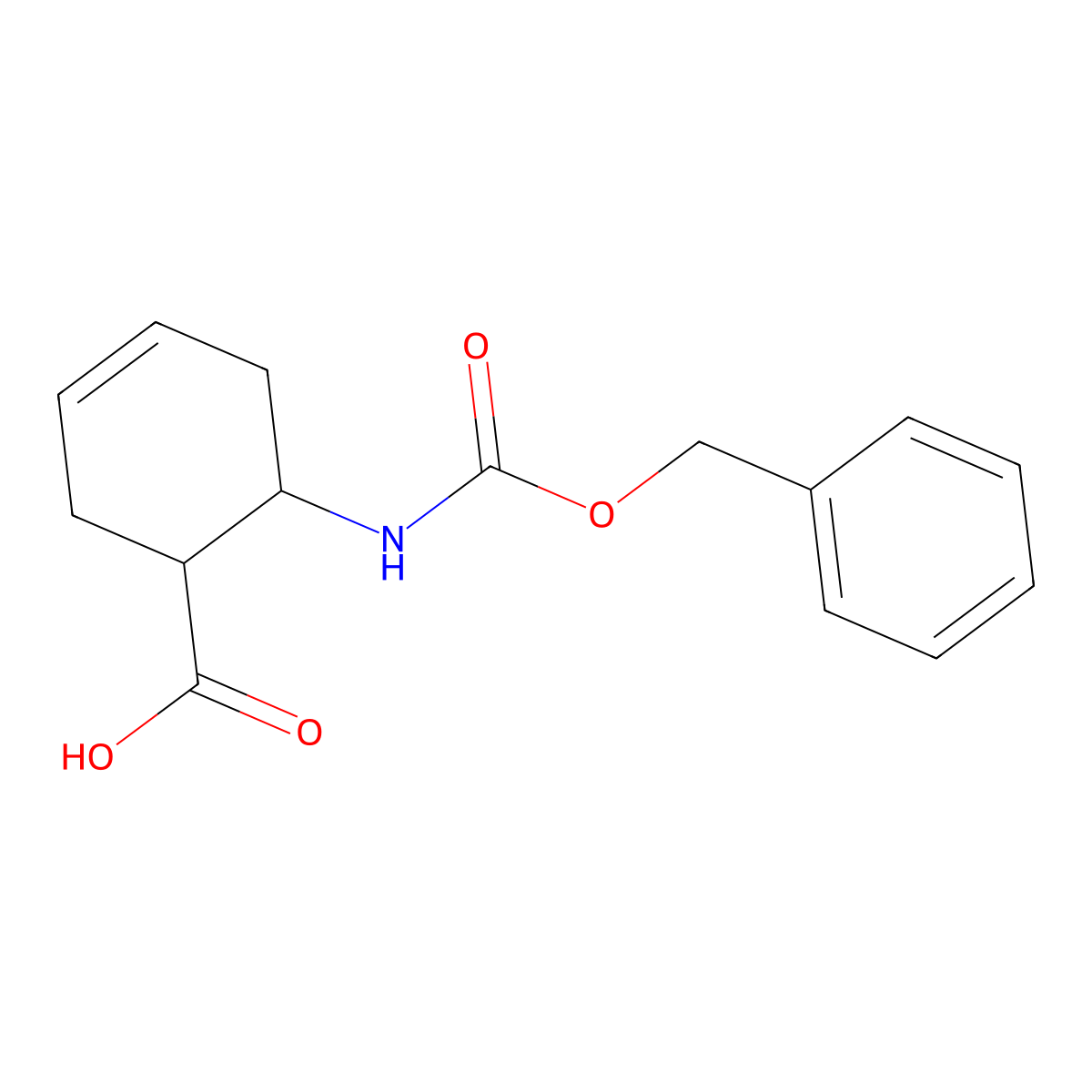 cis-6-Benzyloxycarbonylaminocyclohex-3-enecarboxylic acid molecular structure, CAS 124753-65-7