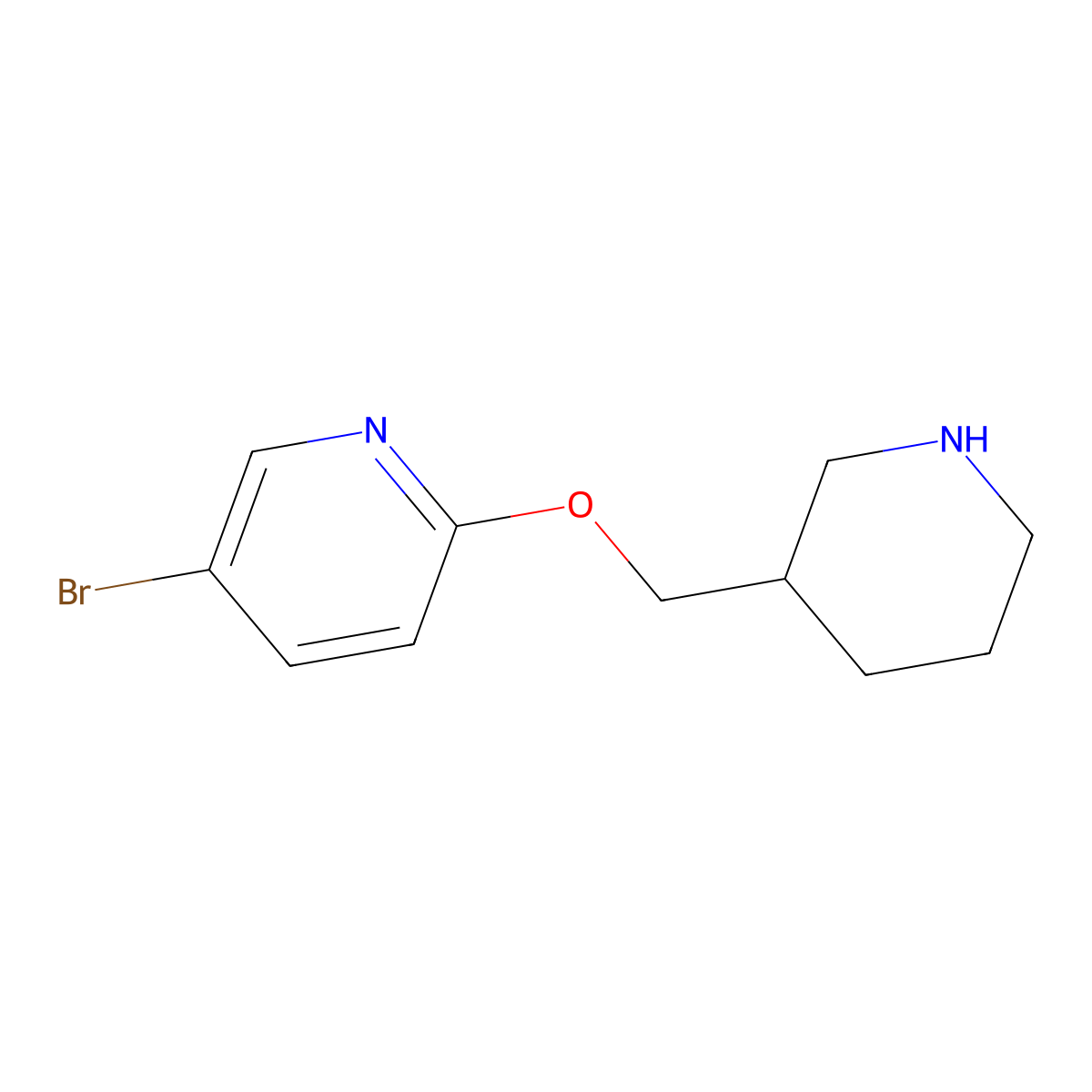 5-Bromo-2-(piperidin-3-ylmethoxy)pyridine molecular structure, CAS 1247532-03-1