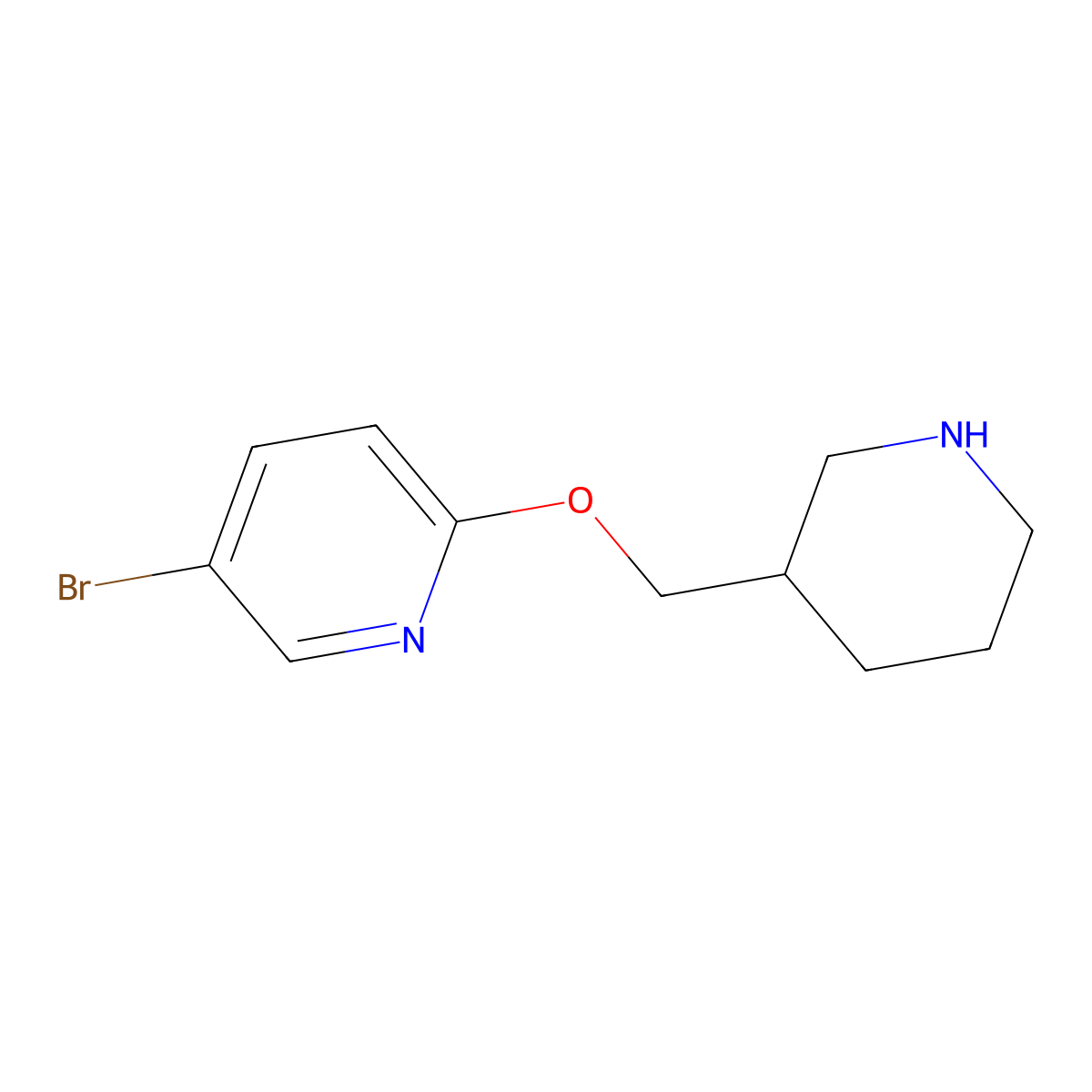5-Bromo-2-(piperidin-3-ylmethoxy)pyridine molecular structure, CAS 1247532-03-1