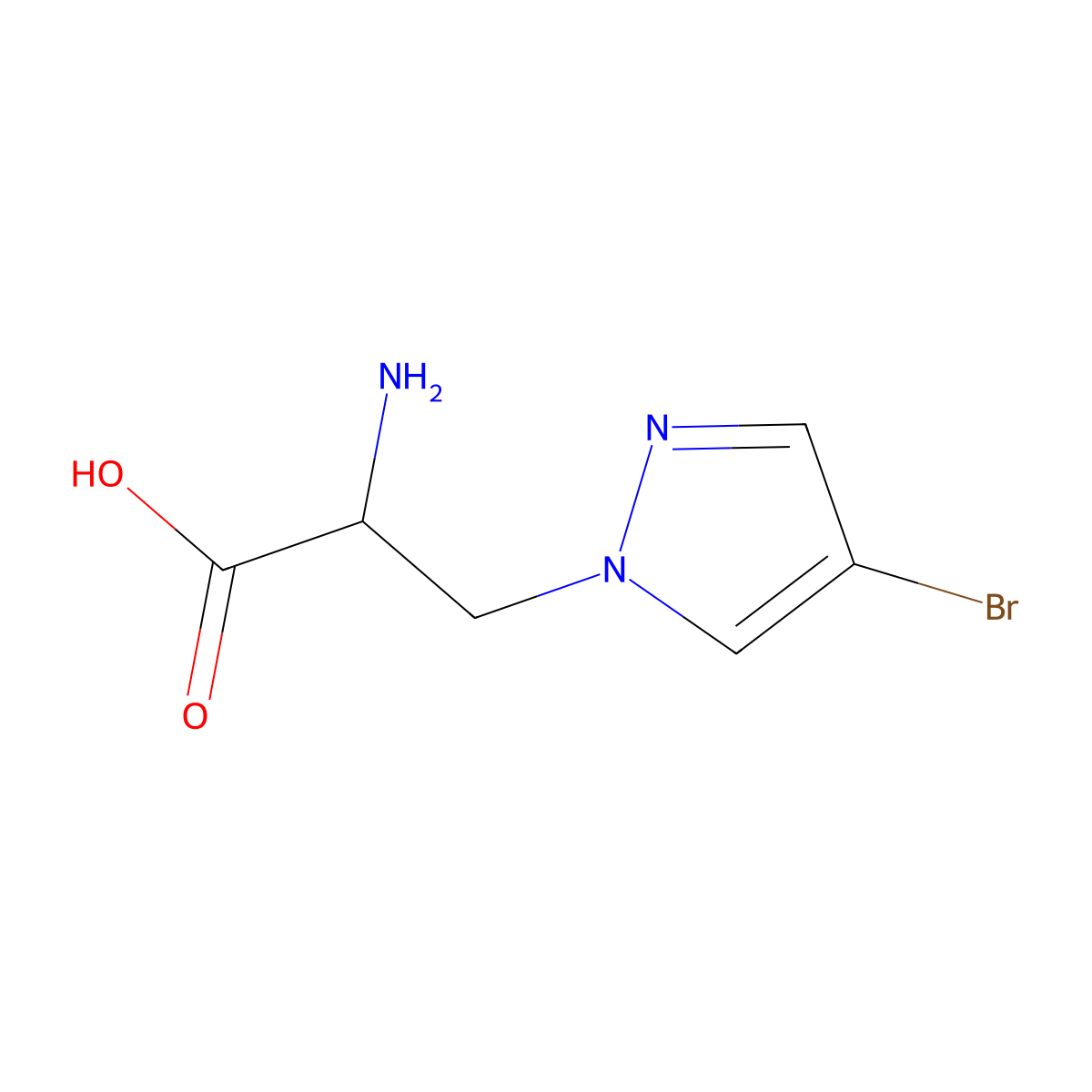 2-amino-3-(4-bromo-1H-pyrazol-1-yl)propanoic acid molecular structure, CAS 1247532-40-6