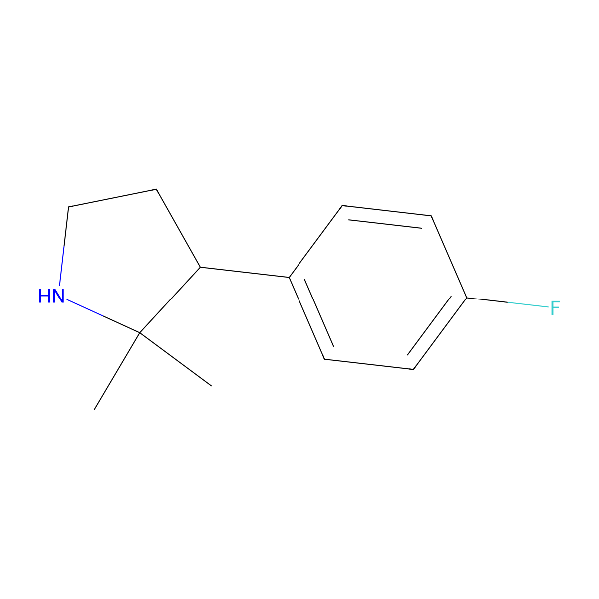 3-(4-Fluorophenyl)-2,2-dimethylpyrrolidine molecular structure, CAS 1247532-68-8