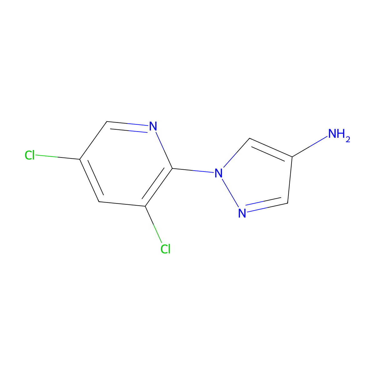 1-(3,5-dichloropyridin-2-yl)-1H-pyrazol-4-amine molecular structure, CAS 1247532-79-1