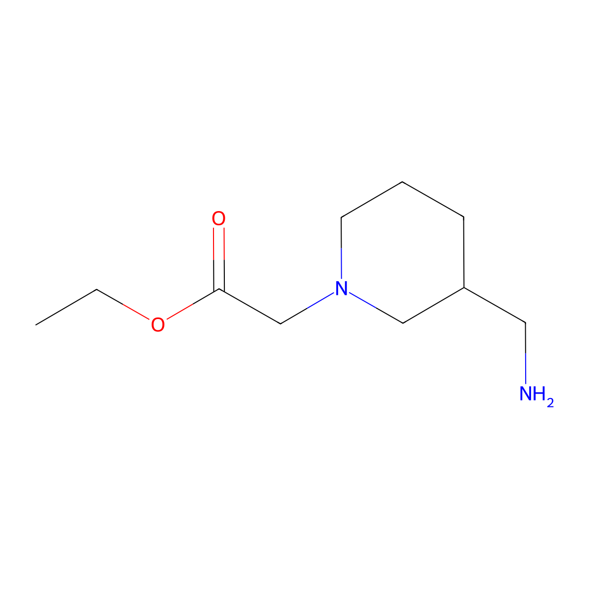 Ethyl 2-[3-(aminomethyl)piperidin-1-yl]acetate molecular structure, CAS 1247533-44-3
