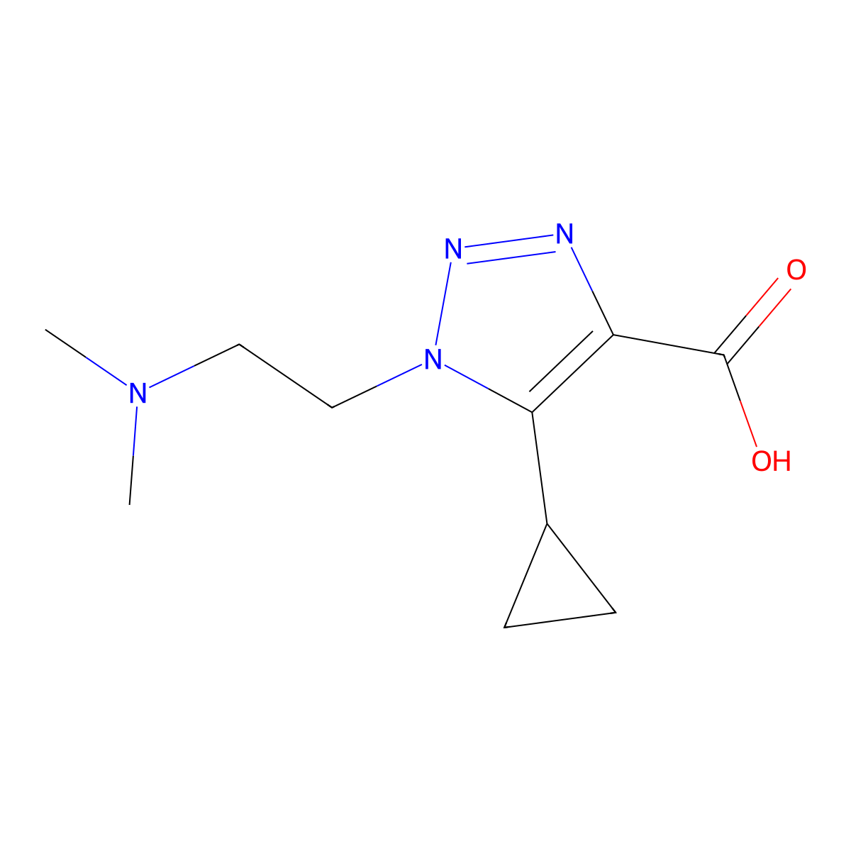 5-Cyclopropyl-1-(2-(dimethylamino)ethyl)-1h-1,2,3-triazole-4-carboxylic acid molecular structure, CAS 1247536-57-7