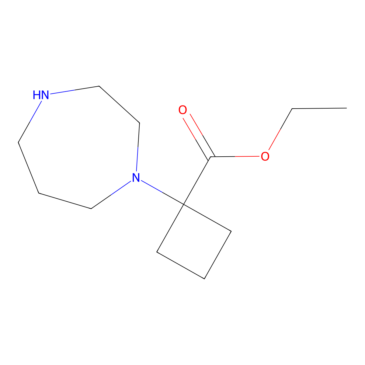 Ethyl 1-(1,4-diazepan-1-yl)cyclobutane-1-carboxylate molecular structure, CAS 1247541-76-9
