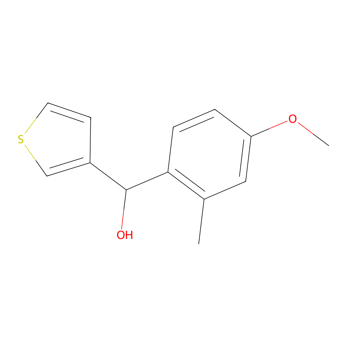 4-Methoxy-2-methylphenyl-(3-thienyl)methanol molecular structure, CAS 1247542-20-6