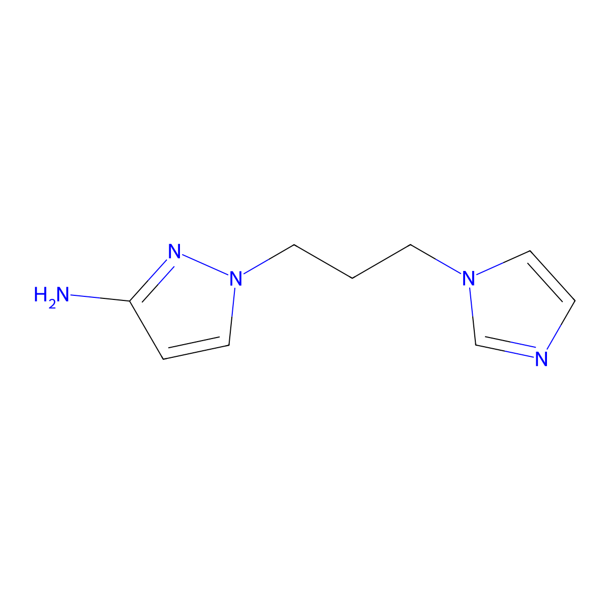 1-[3-(1H-imidazol-1-yl)propyl]-1H-pyrazol-3-amine molecular structure, CAS 1247545-58-9