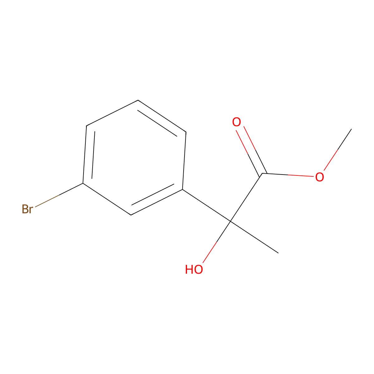 Methyl 2-(3-bromophenyl)-2-hydroxypropanoate molecular structure, CAS 1247545-72-7