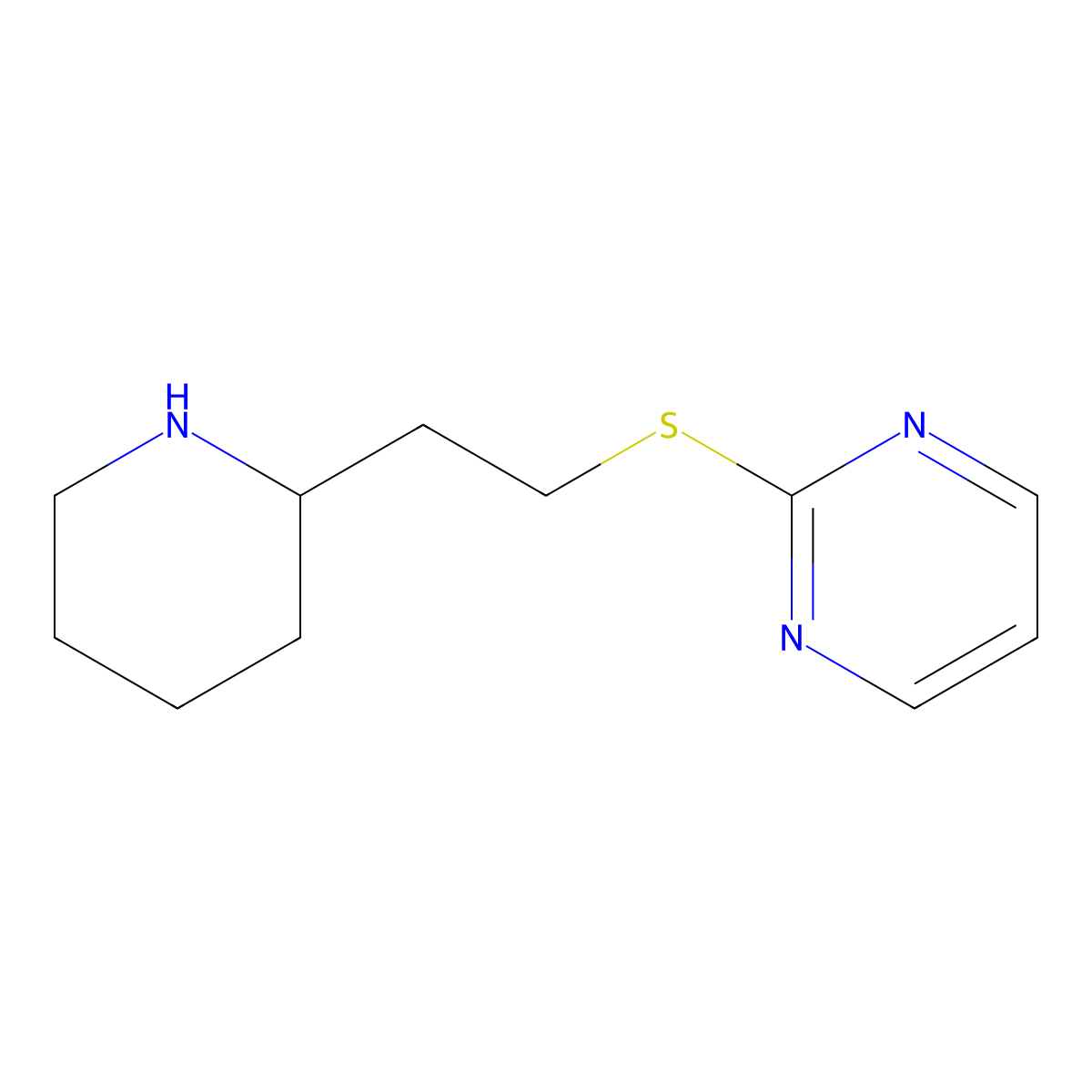 2-{[2-(Piperidin-2-yl)ethyl]sulfanyl}pyrimidine molecular structure, CAS 1247552-92-6