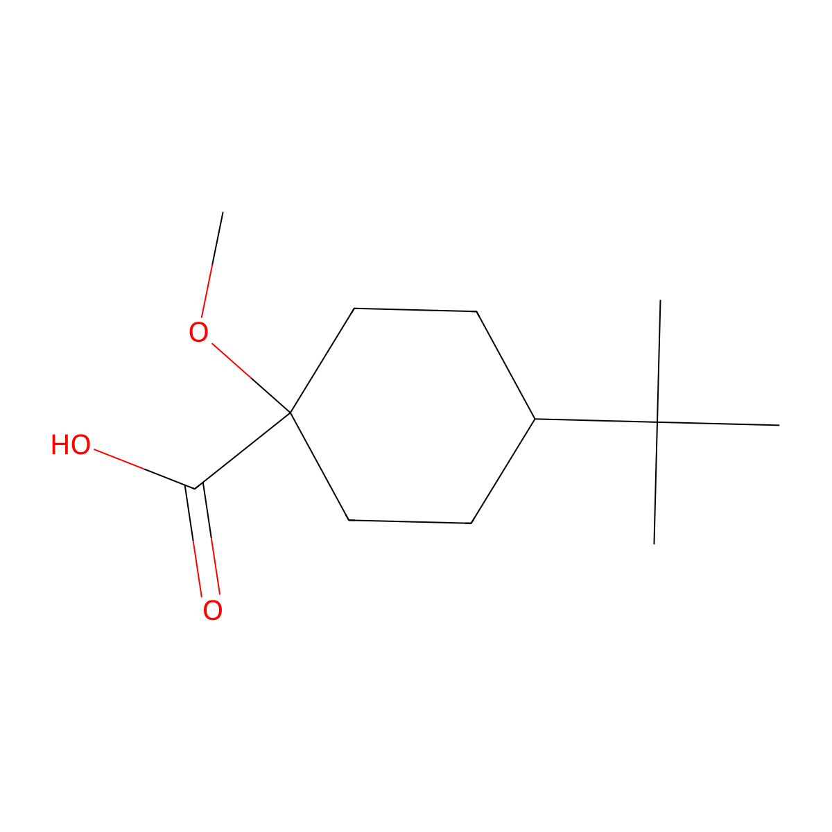 4-Tert-butyl-1-methoxycyclohexane-1-carboxylic acid molecular structure, CAS 1247554-05-7