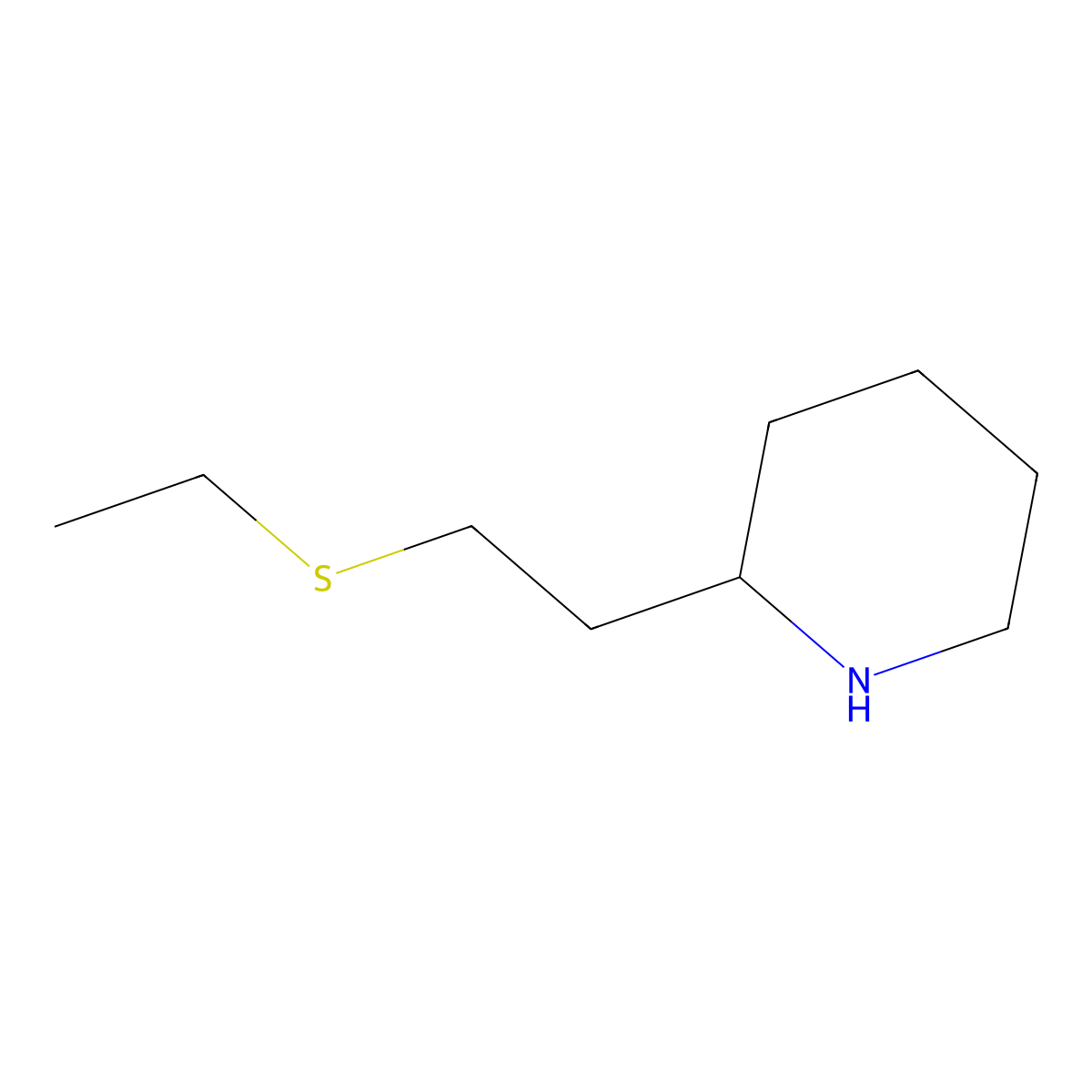 2-[2-(Ethylsulfanyl)ethyl]piperidine molecular structure, CAS 1247555-30-1