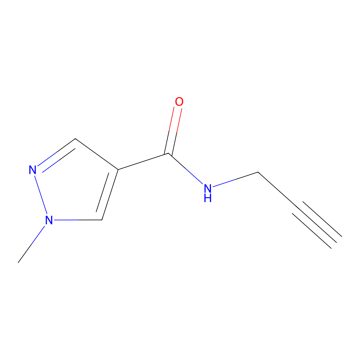 1-methyl-N-(prop-2-yn-1-yl)-1H-pyrazole-4-carboxamide molecular structure, CAS 1247555-55-0