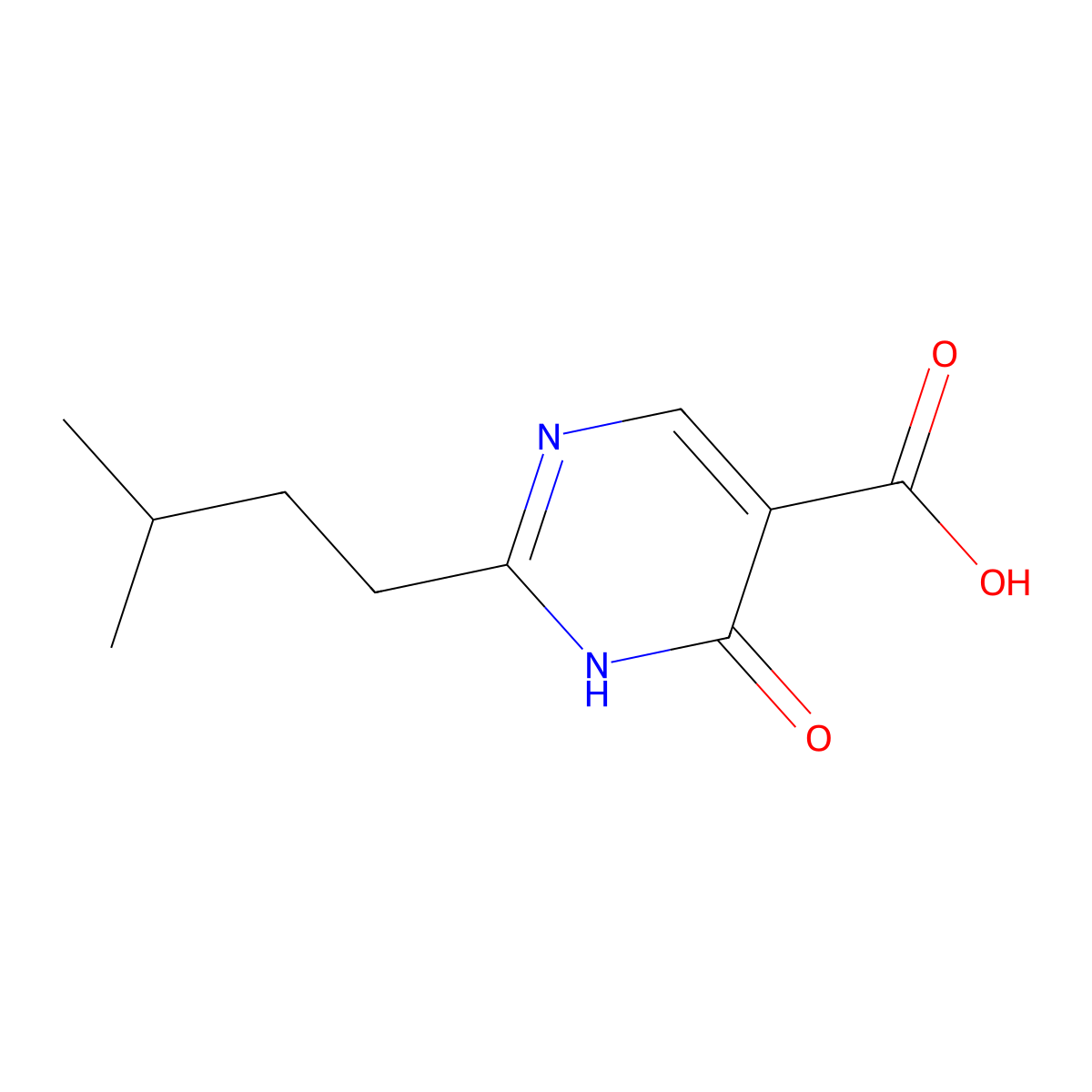 2-Isopentyl-6-oxo-1,6-dihydropyrimidine-5-carboxylic acid molecular structure, CAS 1247558-98-0