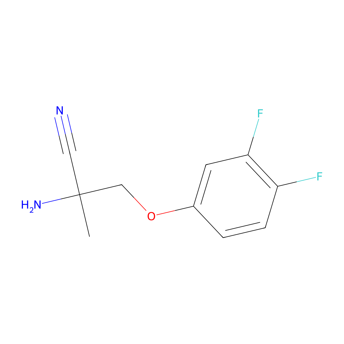 2-Amino-3-(3,4-difluorophenoxy)-2-methylpropanenitrile molecular structure, CAS 1247559-93-8